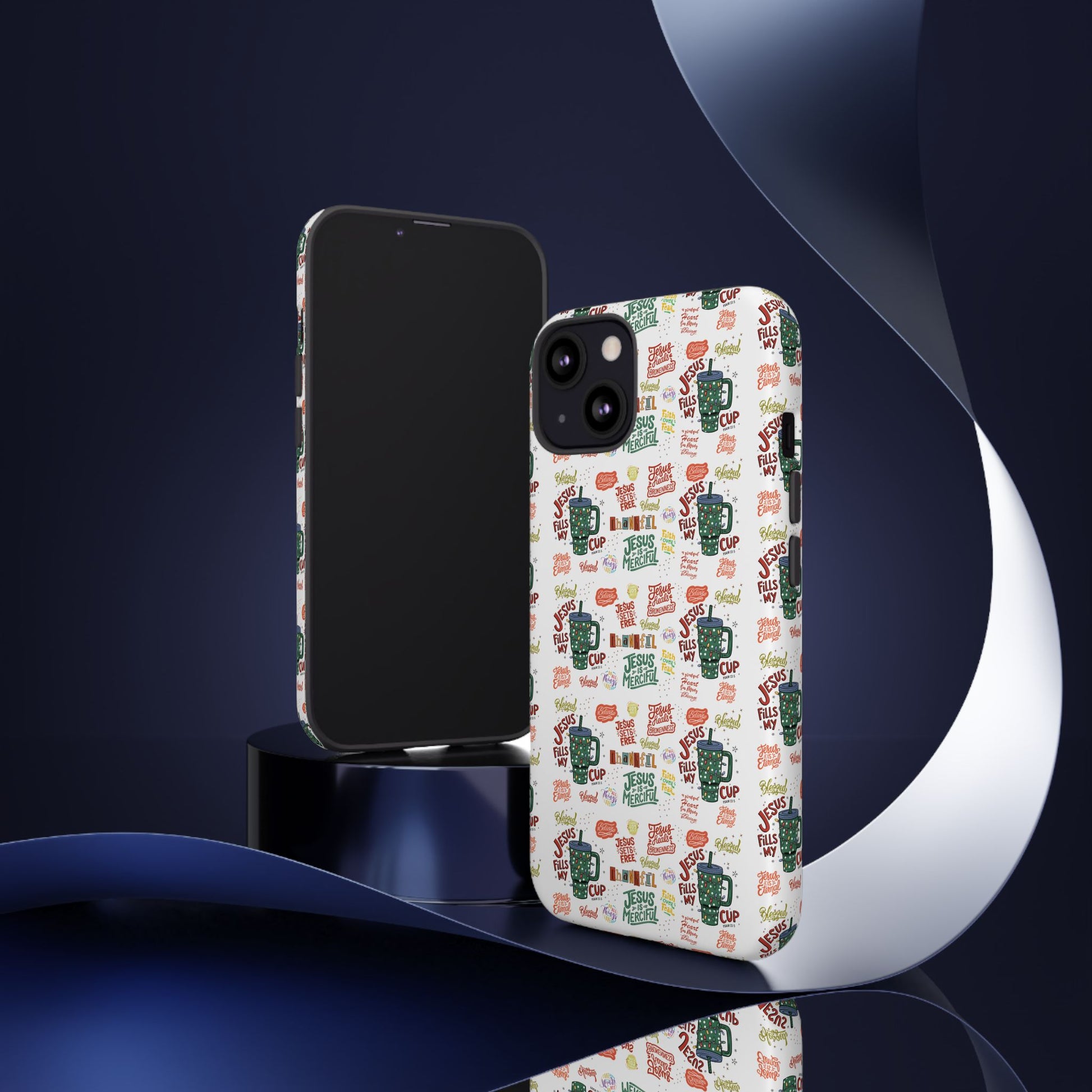 Jesus Fill My Cup Phone Case Cute Floral Design in Red, Pink, Blue – Aesthetic Protective Case for iPhone and  Android