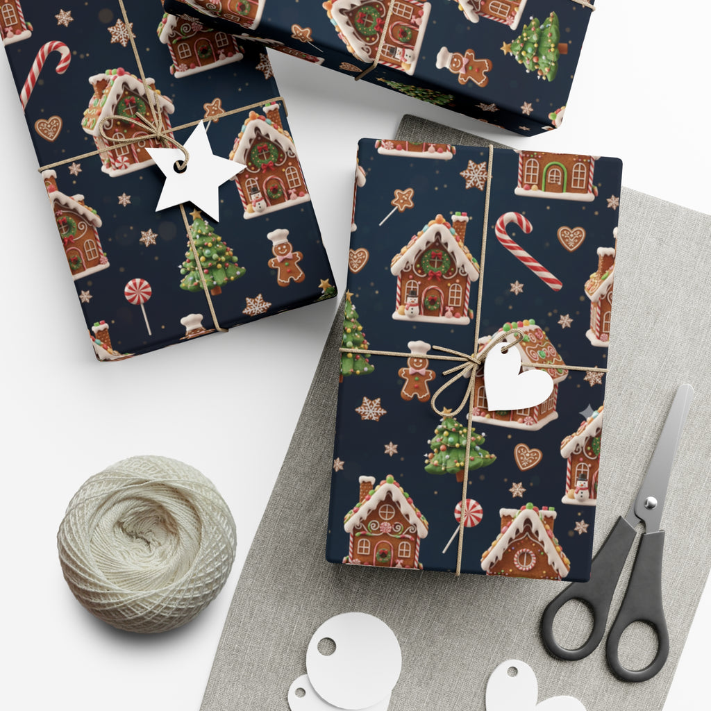 Vintage 3D Gingerbread House Christmas Wrapping Paper | Elegant  Holiday Gift Wrap3 Size Options Available Gift Mom