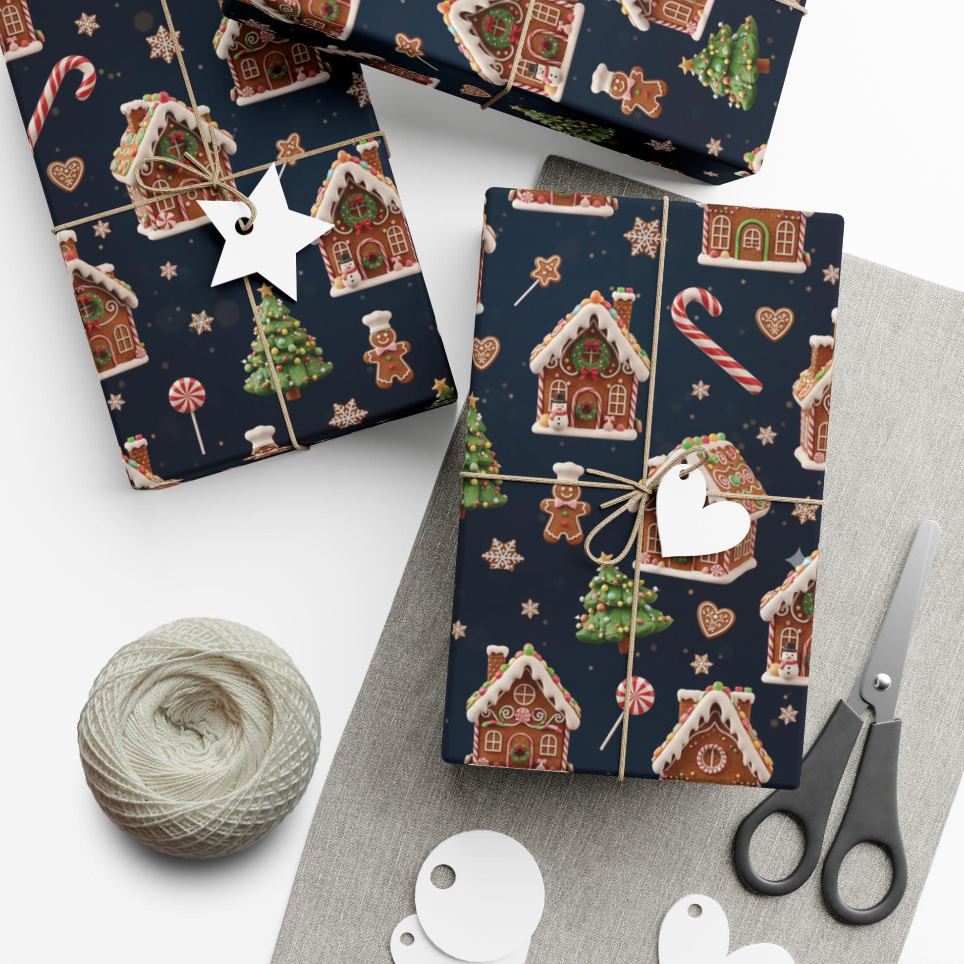 Vintage 3D Gingerbread House Christmas Wrapping Paper | Elegant  Holiday Gift Wrap3 Size Options Available Gift Mom