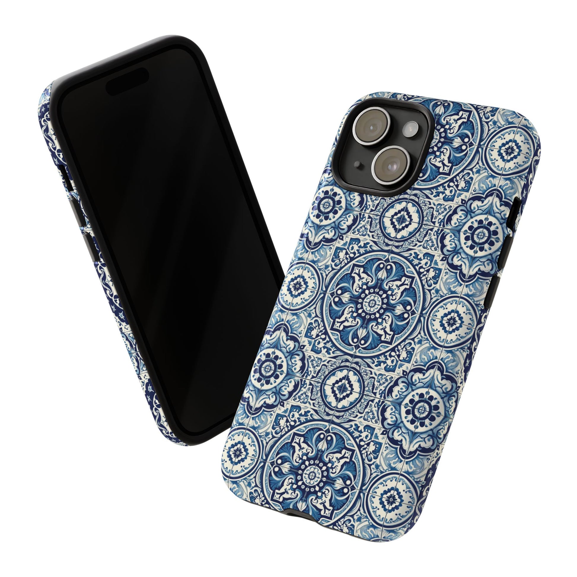Azulejo Tile Phone Case Elegant Mediterranean Blue Porcelain Design iPhone 17, 16, 15, Samsung iPhone Samsung Accessory Gift for Her
