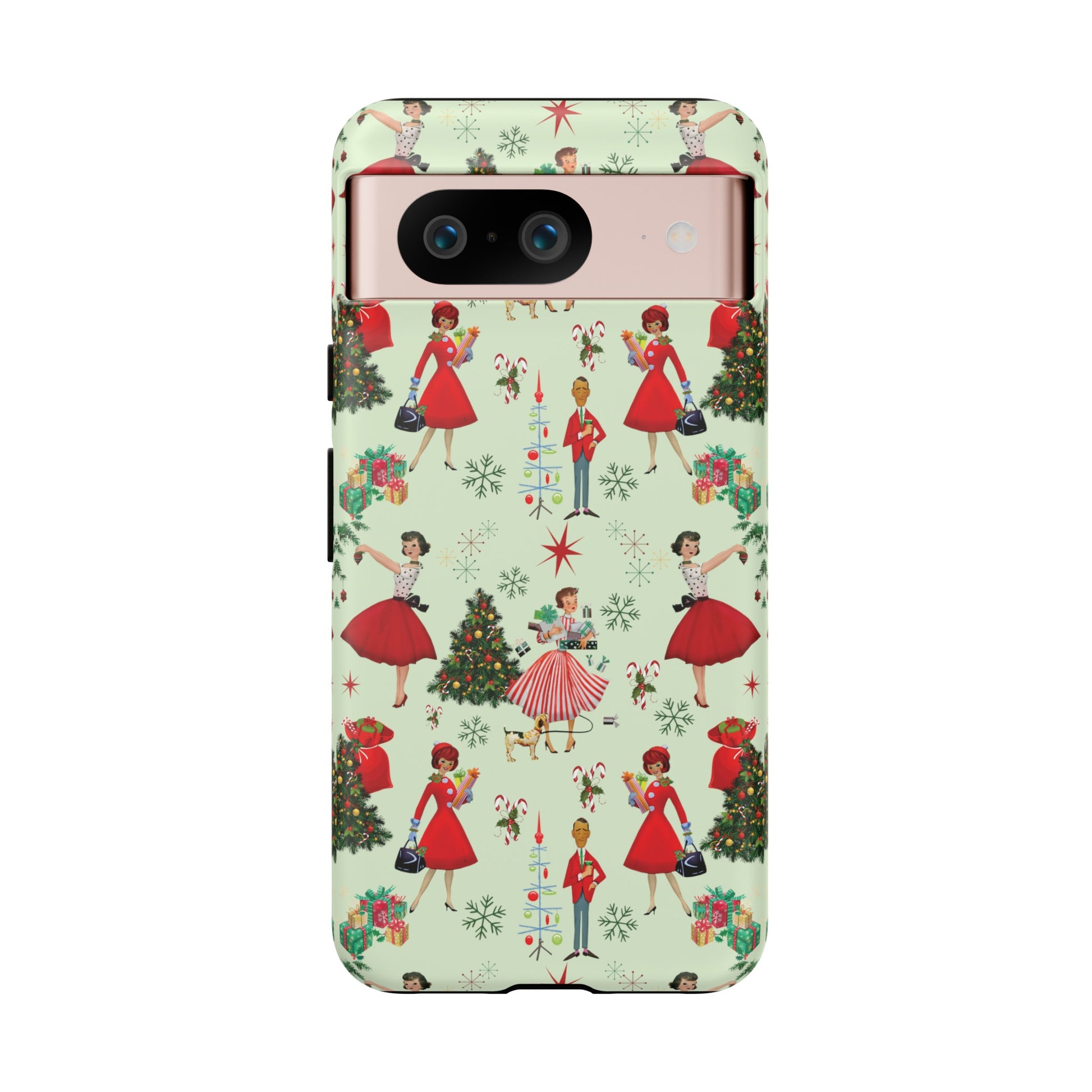 1950s Vintage Phone Case - Retro Christmas Design | Unique Holiday Protection for Your Device | Stylish & Durable Cover Gift for Her Phone 15, Samsung iPhone Samsung Accessory Gift for Her