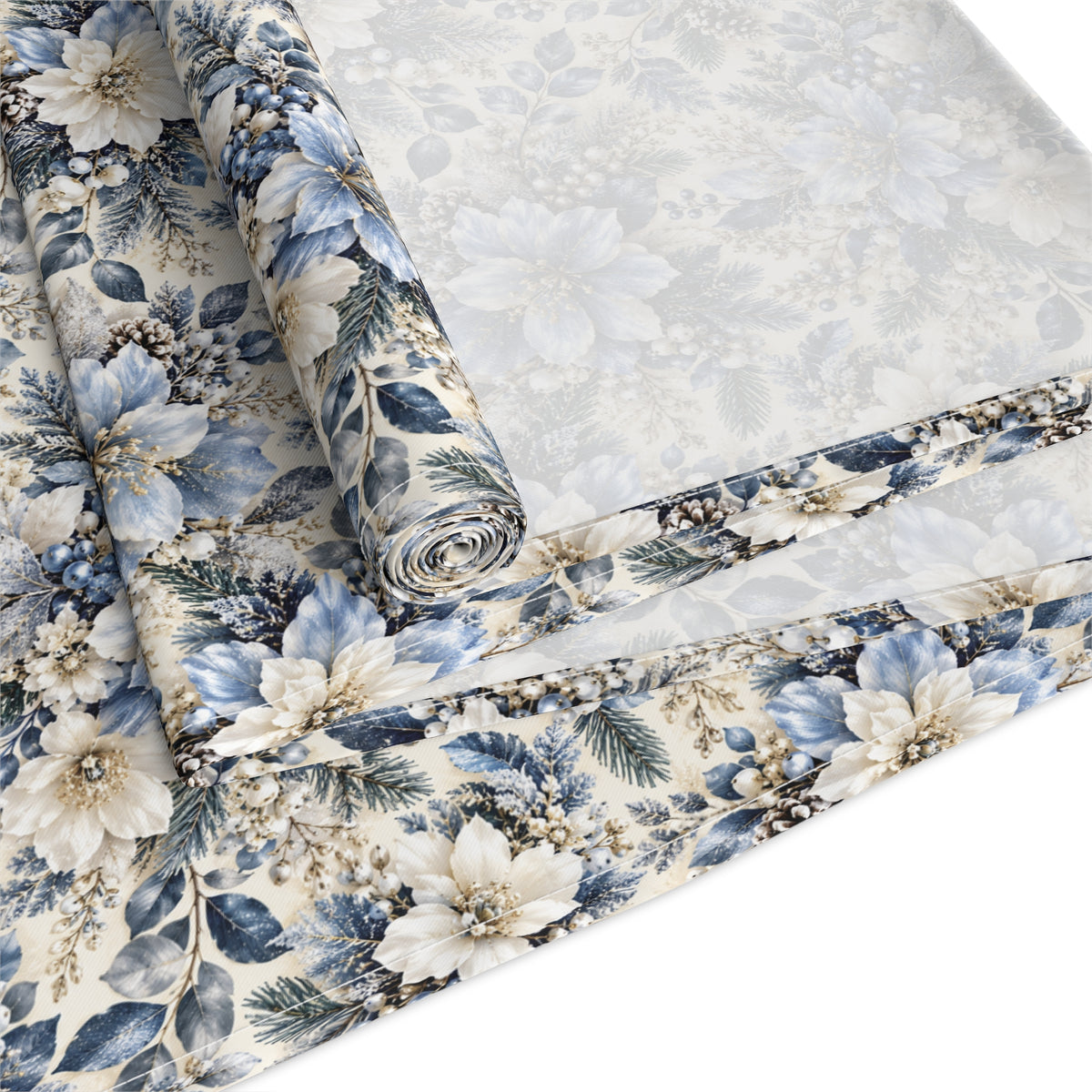 Icy Blue Floral Table Runner