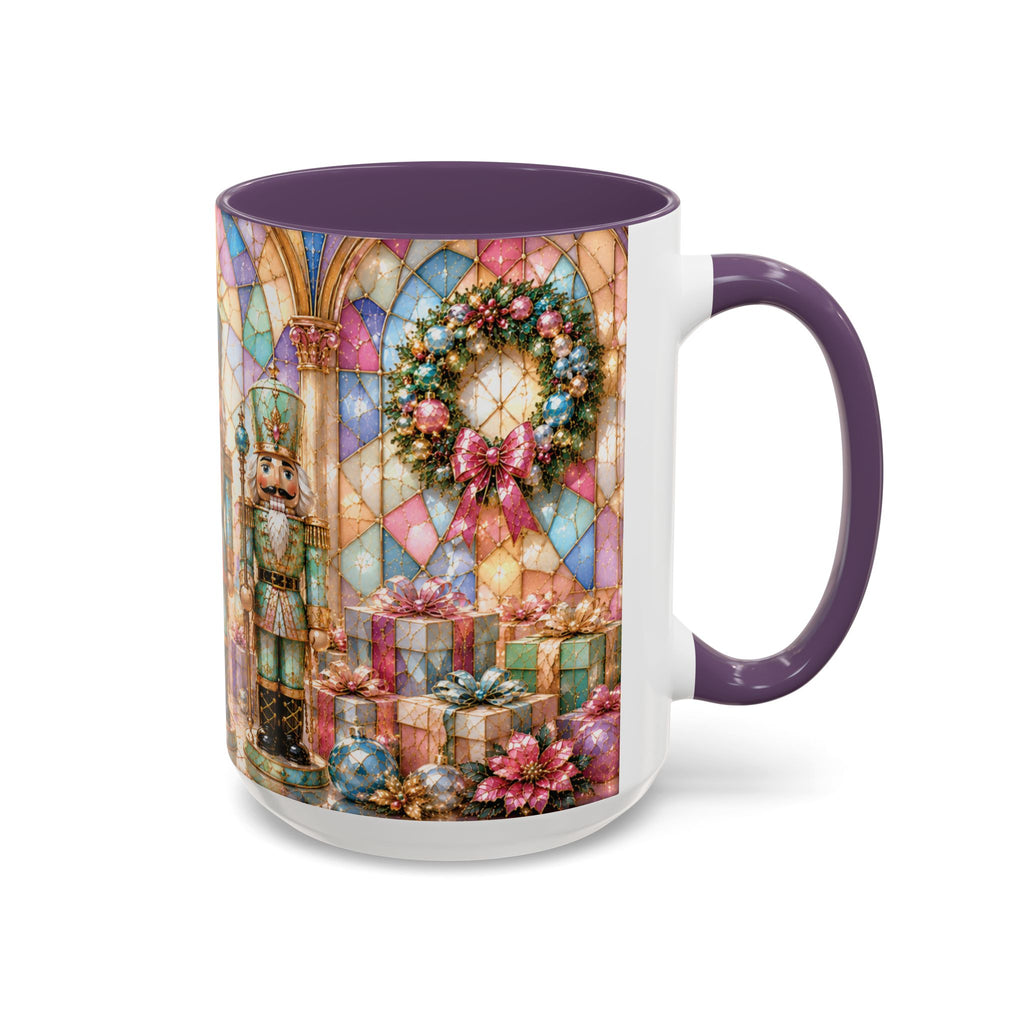 Nutcracker Christmas Coffee Mug – Festive Stained-Glass Holiday Accent Cup (11/15oz) Gift for Her