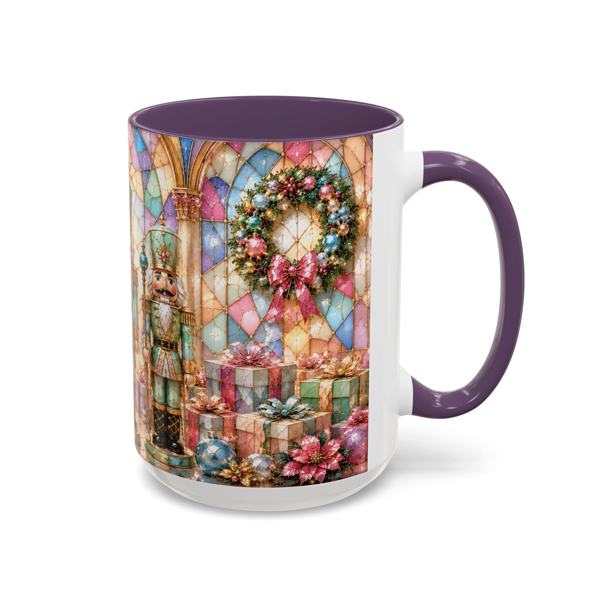 Nutcracker Christmas Coffee Mug – Festive Stained-Glass Holiday Accent Cup (11/15oz) Gift for Her