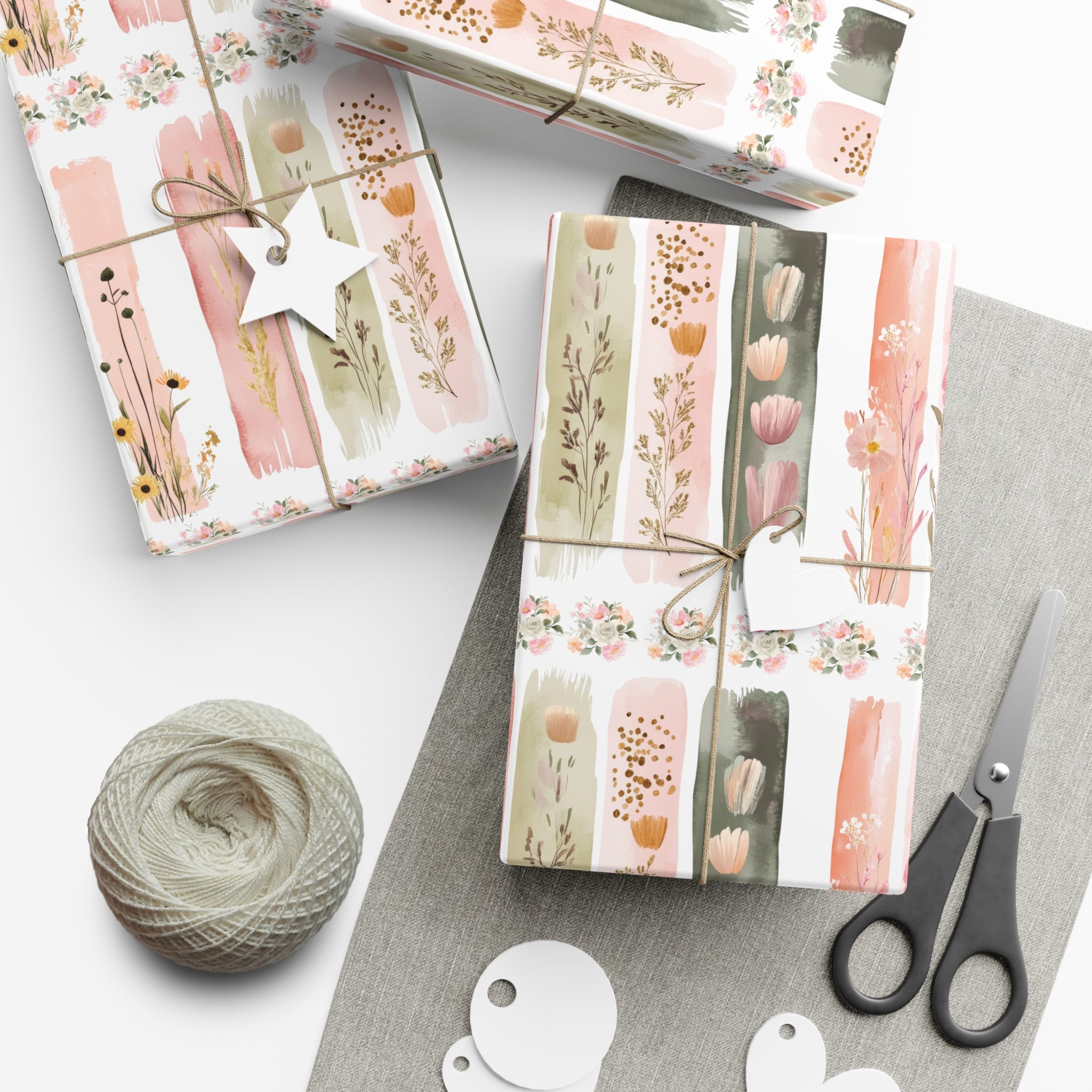 Pastel Brushstroke Floral Wrapping Paper Soft Pink & Peach Illusion Design, Elegant Gift Wrap for Her, Aesthetic Packaging for Birthdays  More Weddings