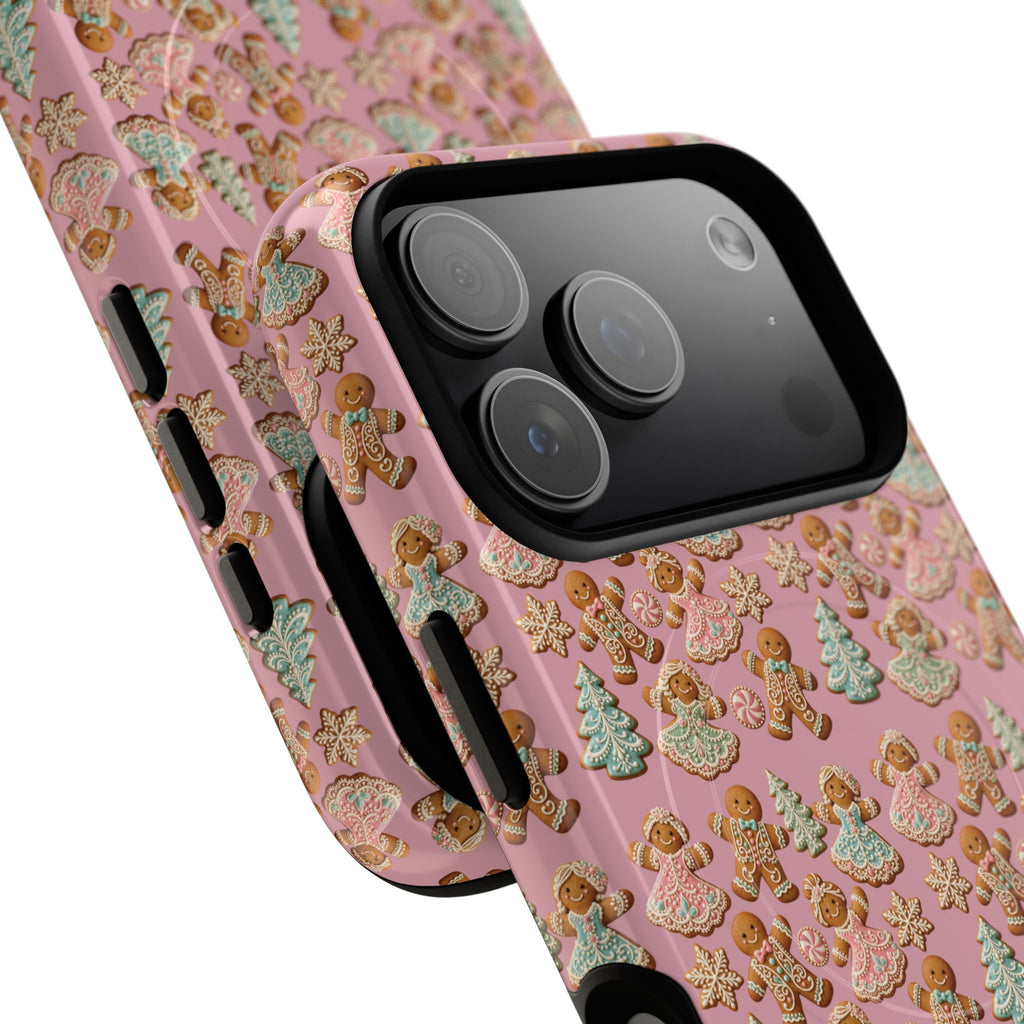 Phone Case — Pink Gingerbread Cookies Pattern Tough Magnetic Case