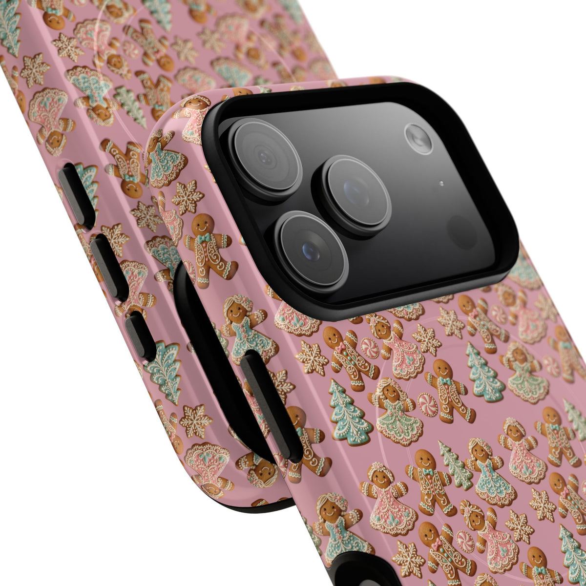 Phone Case — Pink Gingerbread Cookies Pattern Tough Magnetic Case