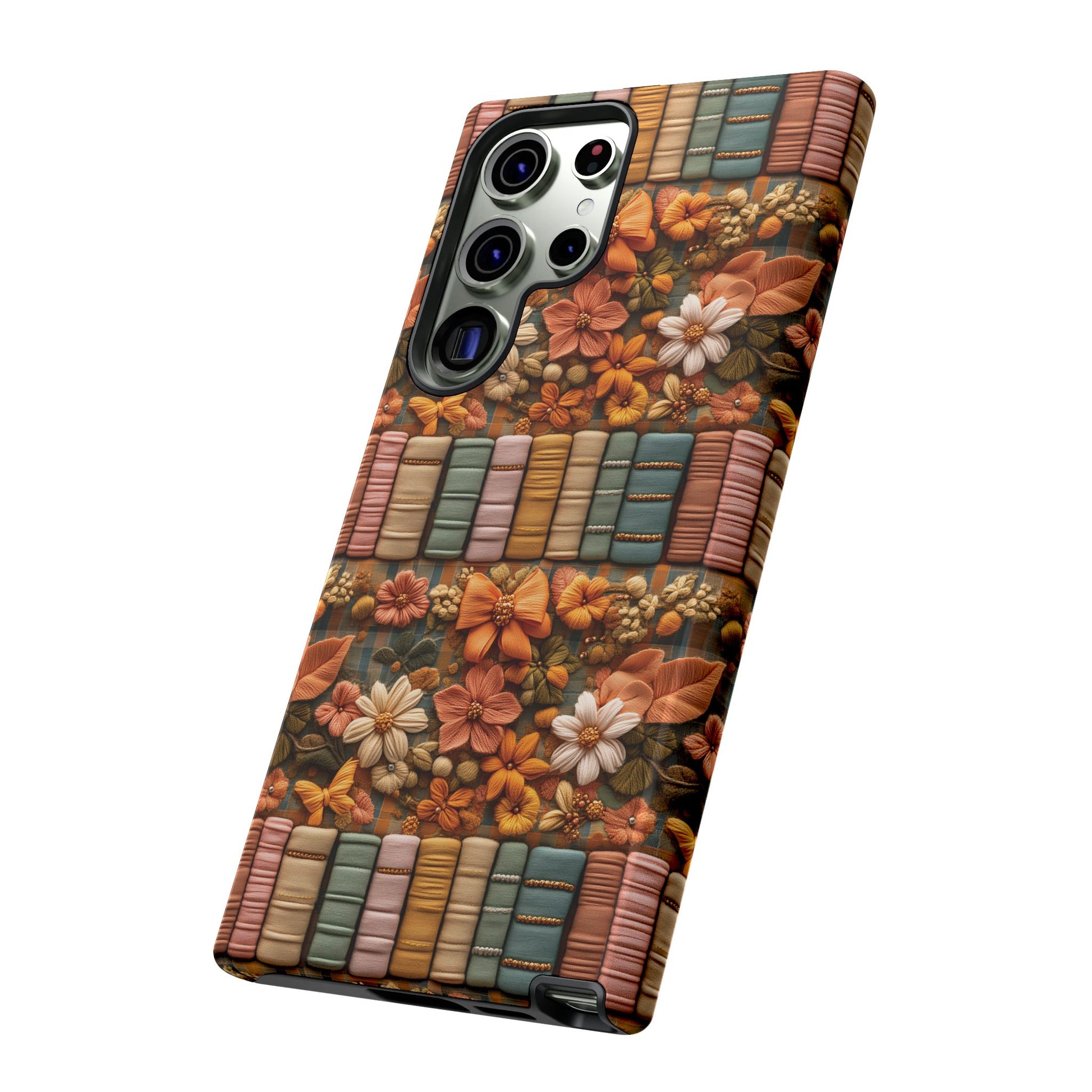 3D Illusion Boho Floral and Books Phone Case Gift for Her Phone 15, Samsung iPhone Samsung Gift for Her Case iPhone 15, Samsung iPhone Samsung Accessory Gift for Her