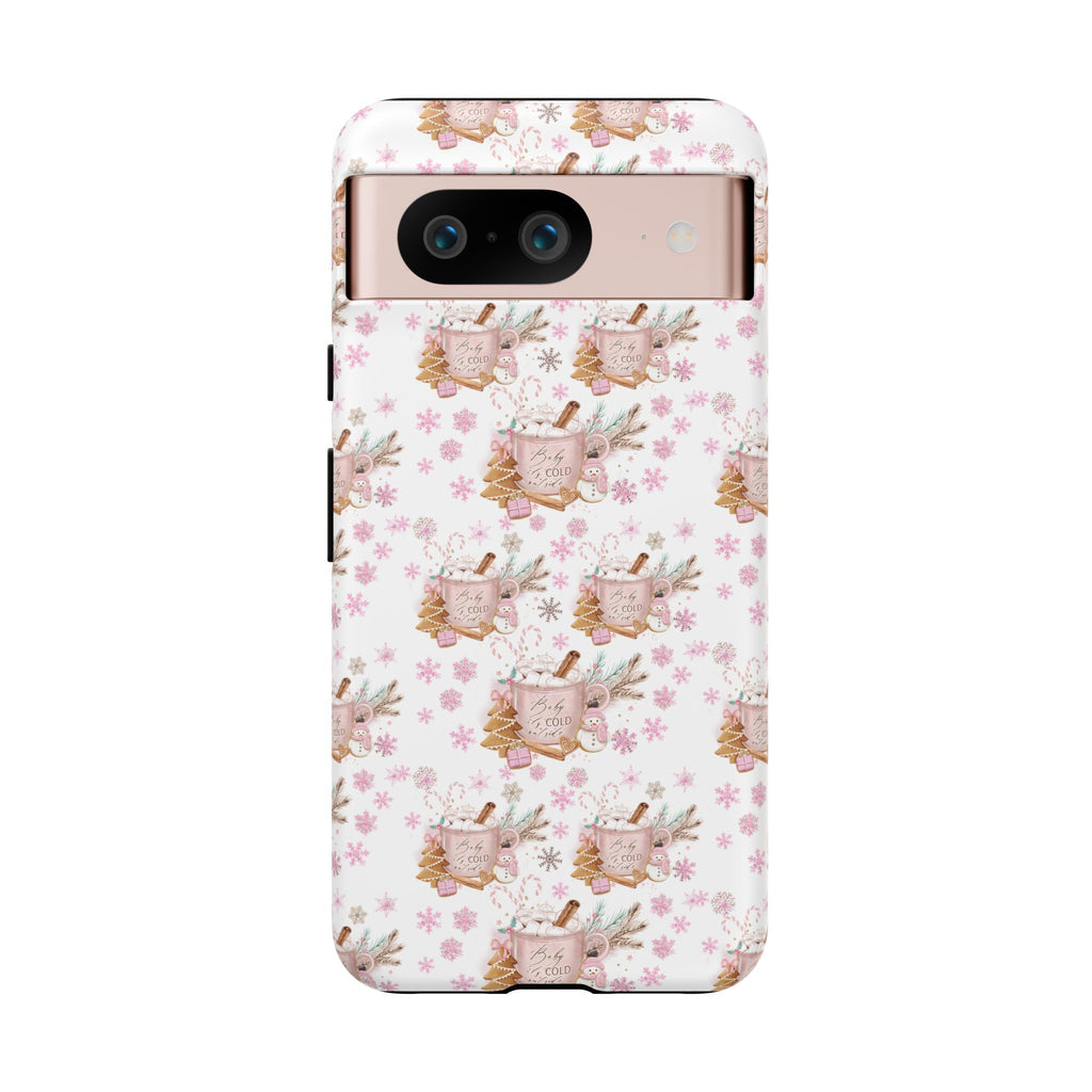 Baby it's Cold Outside Pink and White Phone Case Unique Holiday Protection for Your Device | Stylish & Durable Cover Gift for Her Phone 15, Samsung iPhone Samsung Accessory Gift for Her
