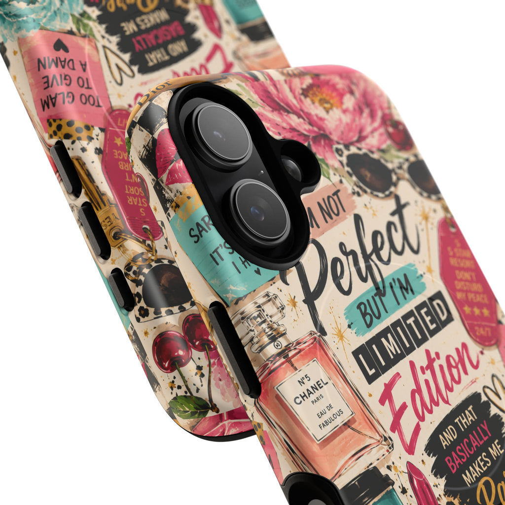 Perfect I'm Limited Edition phone case Tough Magnetic Case has Retro Funny Women's Gift Chic Pink Vintage iPhone & Samsung