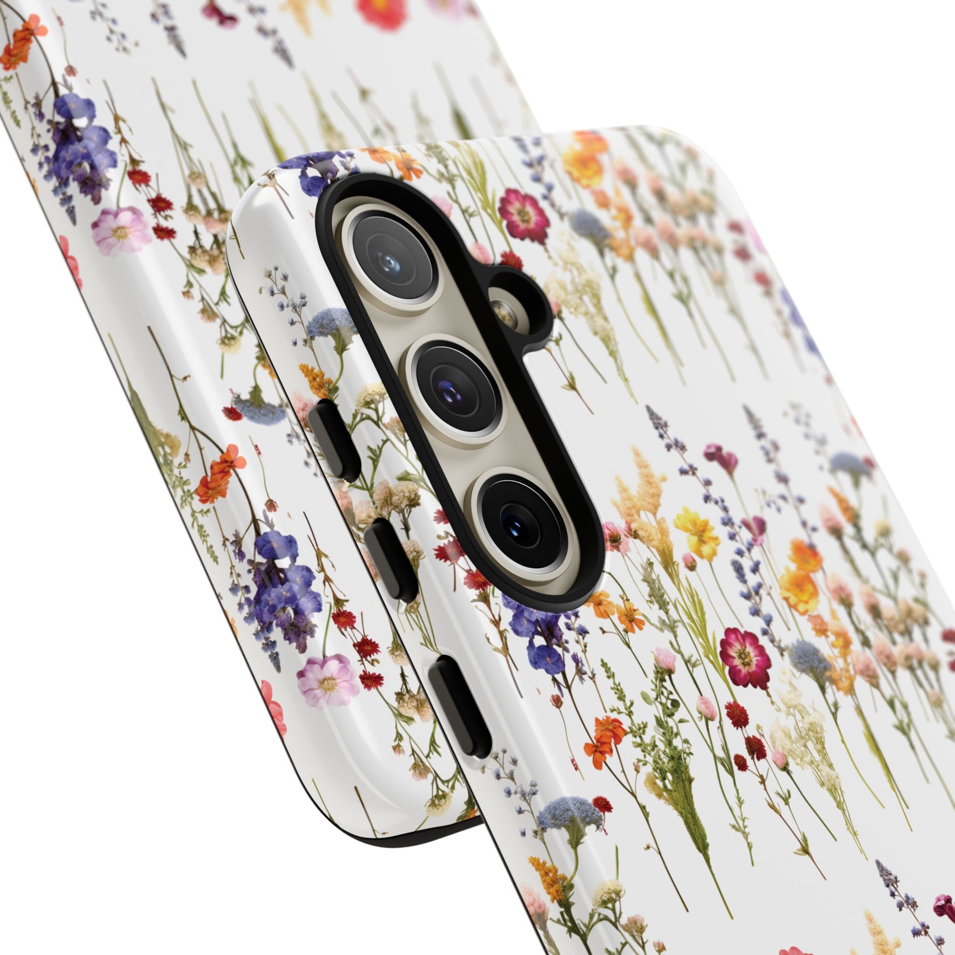 White Best Phone Case Press Flowers Floral 3D Illusion Luxury Tough Case Floral Elegant Durable Stylish for Modern Devices iPhone 17, 16, 15, Samsung iPhone Samsung Accessory Gift for Her