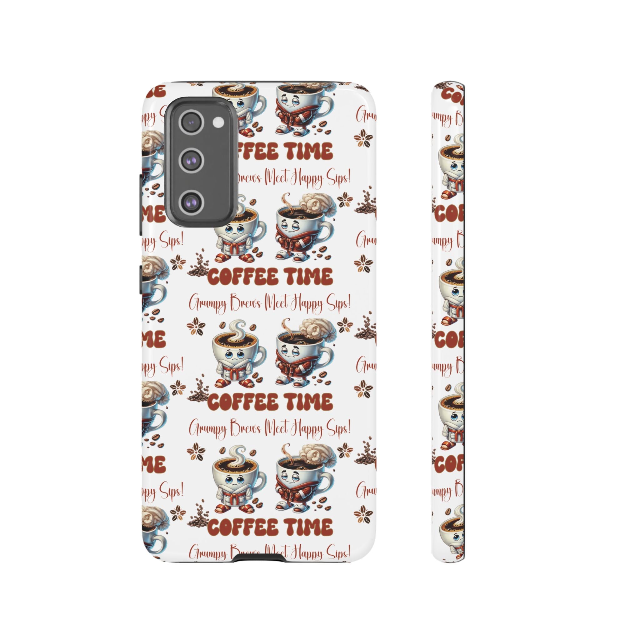 Grumpy Brews Meet Happy Sips Phone Case Compatible with iPhone, Samsung & Pixel | Fun, Durable Protection for Coffee Lovers | Unique Design, Shockproof & Scratch-Resistant Perfect for Coffee Lover - MRSBYVALLE