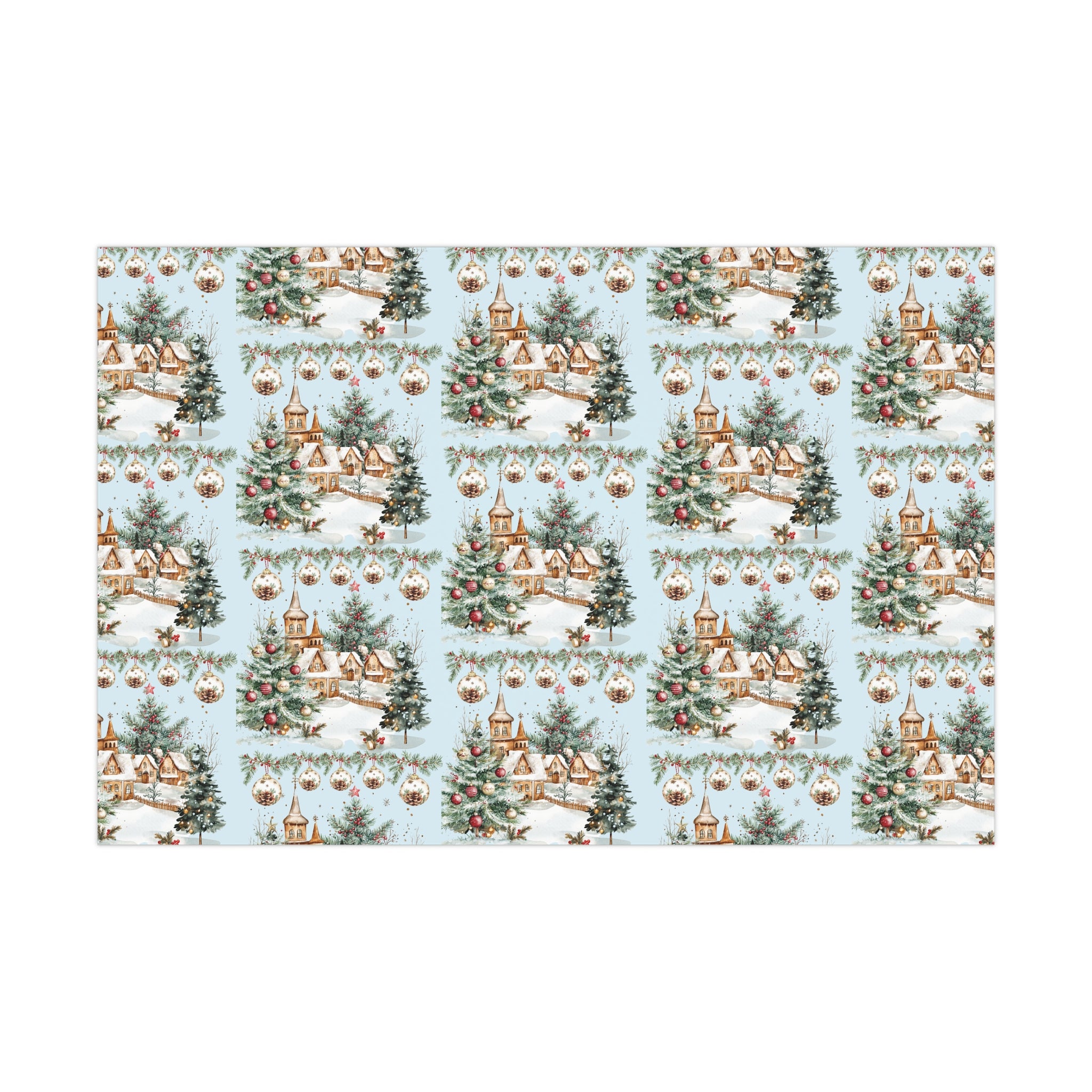 Christmas Watercolor House & Tree Wrapping Paper – Festive Holiday Scenes in Elegant Watercolors, Perfect for Wrapping Gifts with Cozy, Seasonal Charm All Gifts - MRSBYVALLE