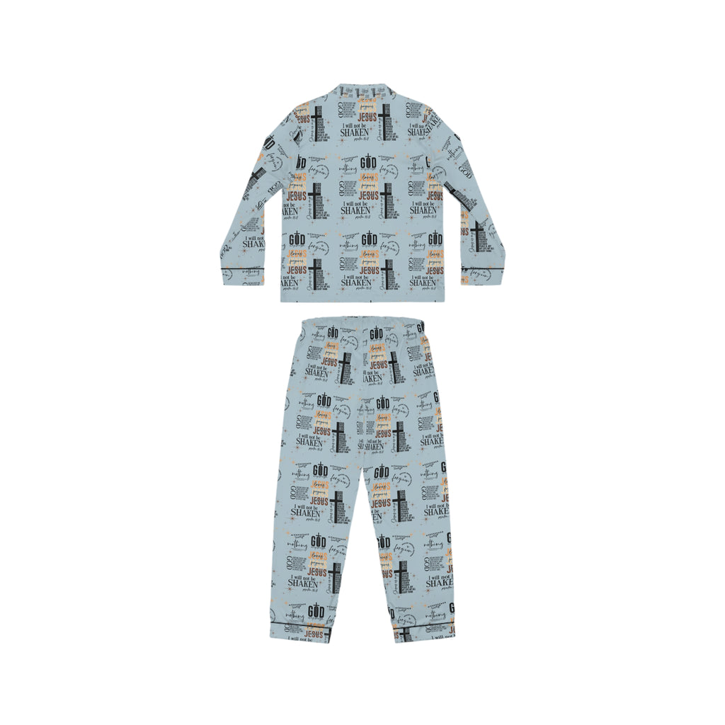 Ensemble de pyjama en satin imprimé « Foi inébranlable » – Cadeau parfait pour maman, pour une fête prénuptiale ou une soirée