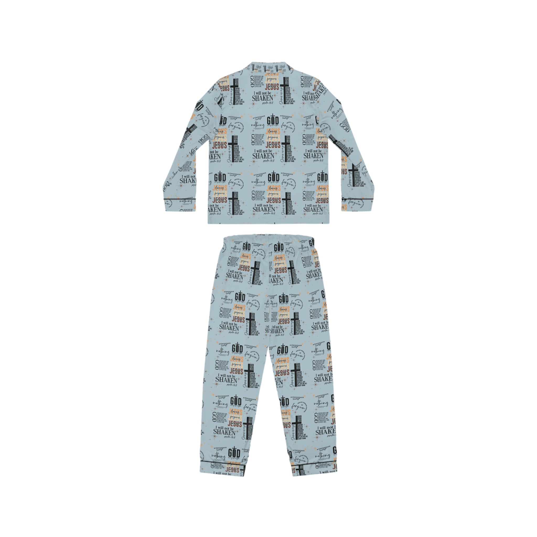 Ensemble de pyjama en satin imprimé « Foi inébranlable » – Cadeau parfait pour maman, pour une fête prénuptiale ou une soirée
