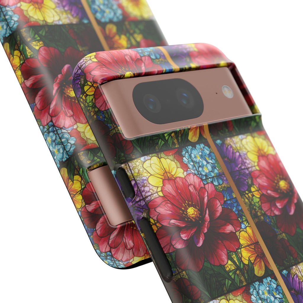 Stained Glass Illusion Floral Phone Case  3D Colorful Flower Design, Protective Christian Gift, Fits iPhone, Samsung, Google Pixel