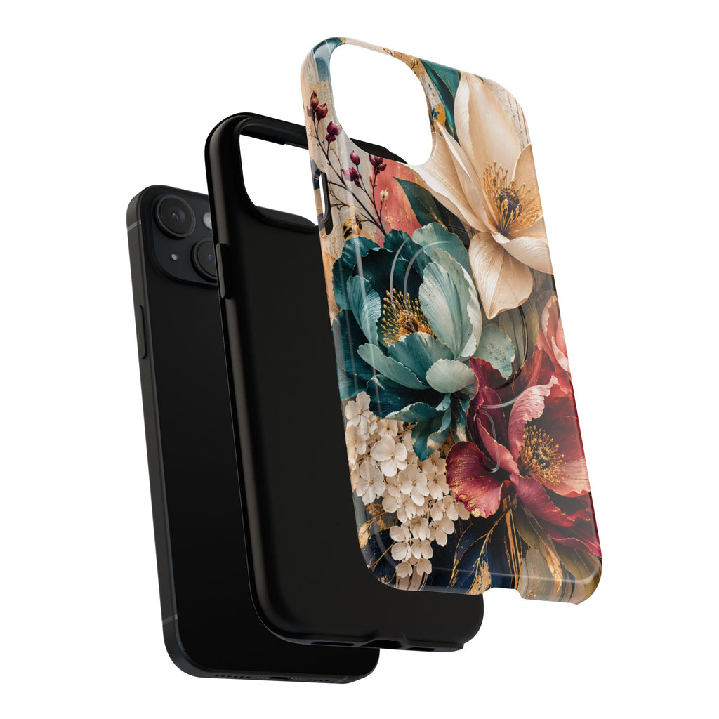 Vintage Floral Bouquet phone case Tough Magnetic Case Velvet Bloom Floral Art iPhone Case  Botanical Protective Case Samsung Modern Garden