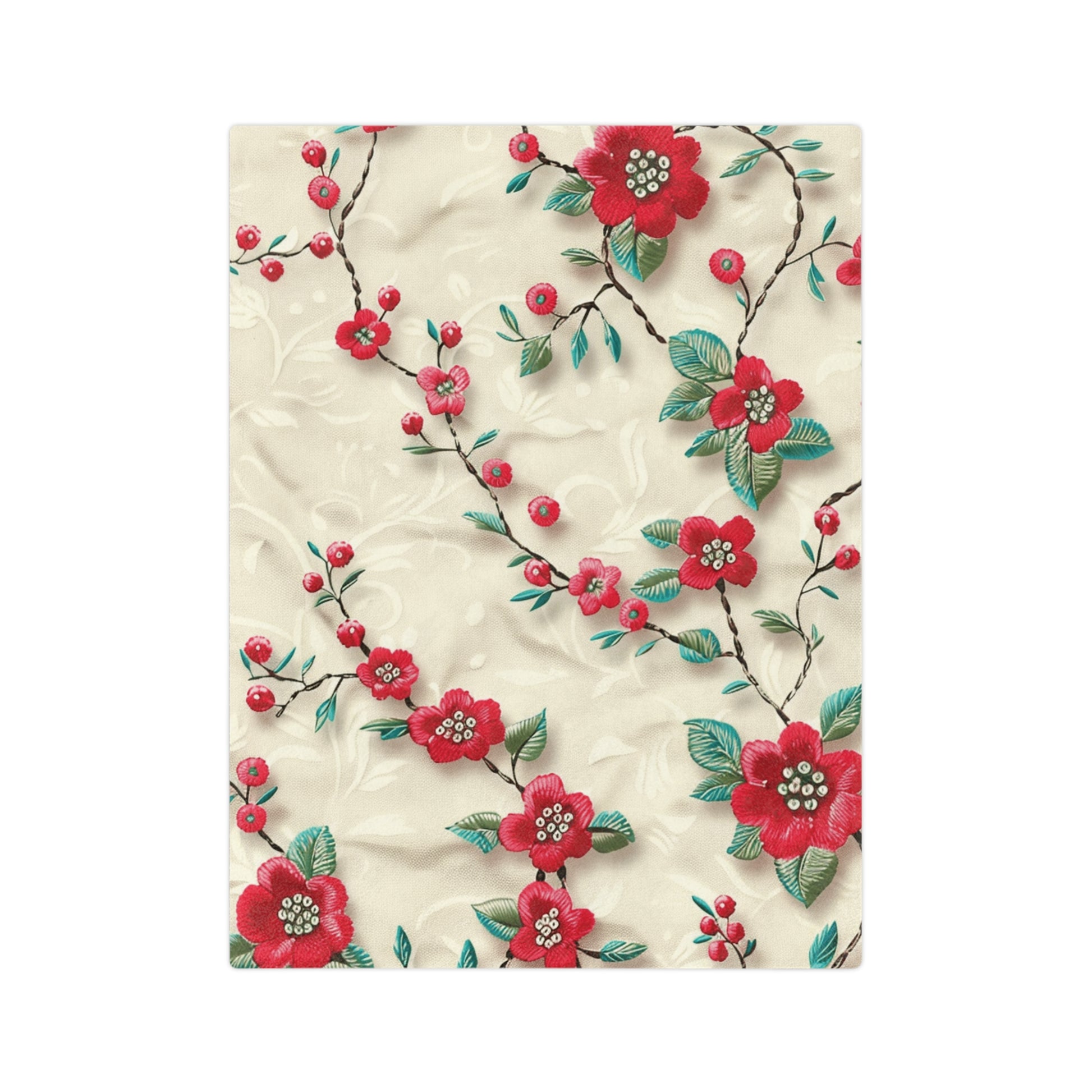 Cozy 3D Embroidery Illusion Red Flowers Minky Blanket Elegant Floral Comfort for Home & Gift Throw - Ultra Soft lightweight Perfect for Home, Couch, or Bed | Best Gift  Comfort Blanket, Perfect for Snuggling Housewarming Gift Throw - MRSBYVALLE