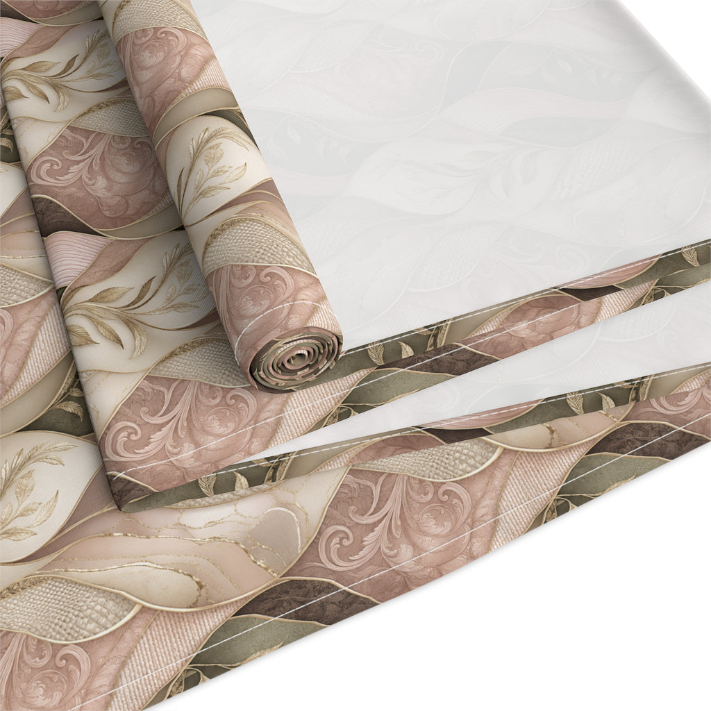 Braided Neutral Table Runner - Rustic Beige Cotton-Poly Dining Accent Dinner