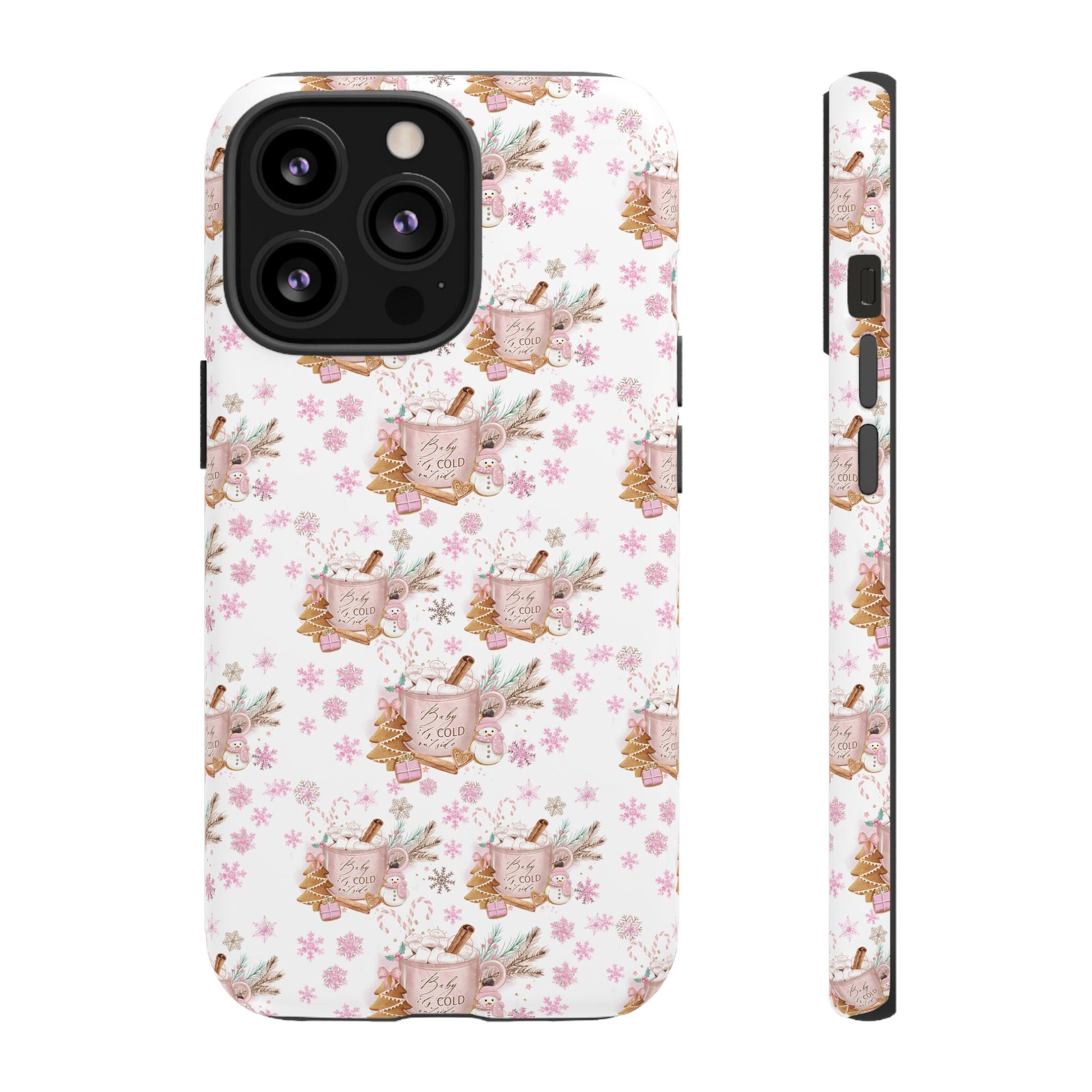 Baby it's Cold Outside Pink and White Phone Case Unique Holiday Protection for Your Device | Stylish & Durable Cover Gift for Her Phone 15, Samsung iPhone Samsung Accessory Gift for Her