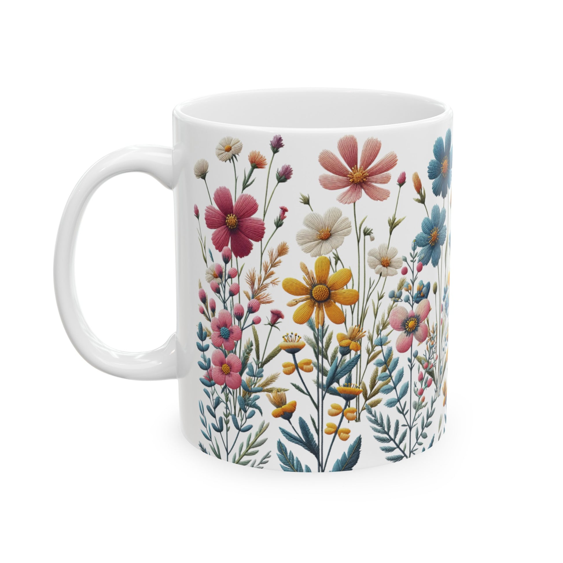 Boho Wildflower Coffee Ceramic Mugs – Perfect for Your Morning Brew | 11 oz & 15 oz Sizes Floral Mug for Tea, Cocoa, and More Unique Bohemian Design Gift for Nature Lovers - MRSBYVALLE