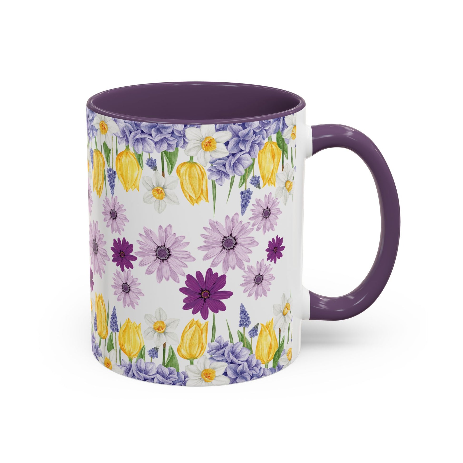 Botanical Floral Mug  Lavender & Yellow Flowers, Ceramic 11oz & 15oz Cup, Ideal Gift for Coffee Lovers, Mother's Day, or Cozy Spring Mornings