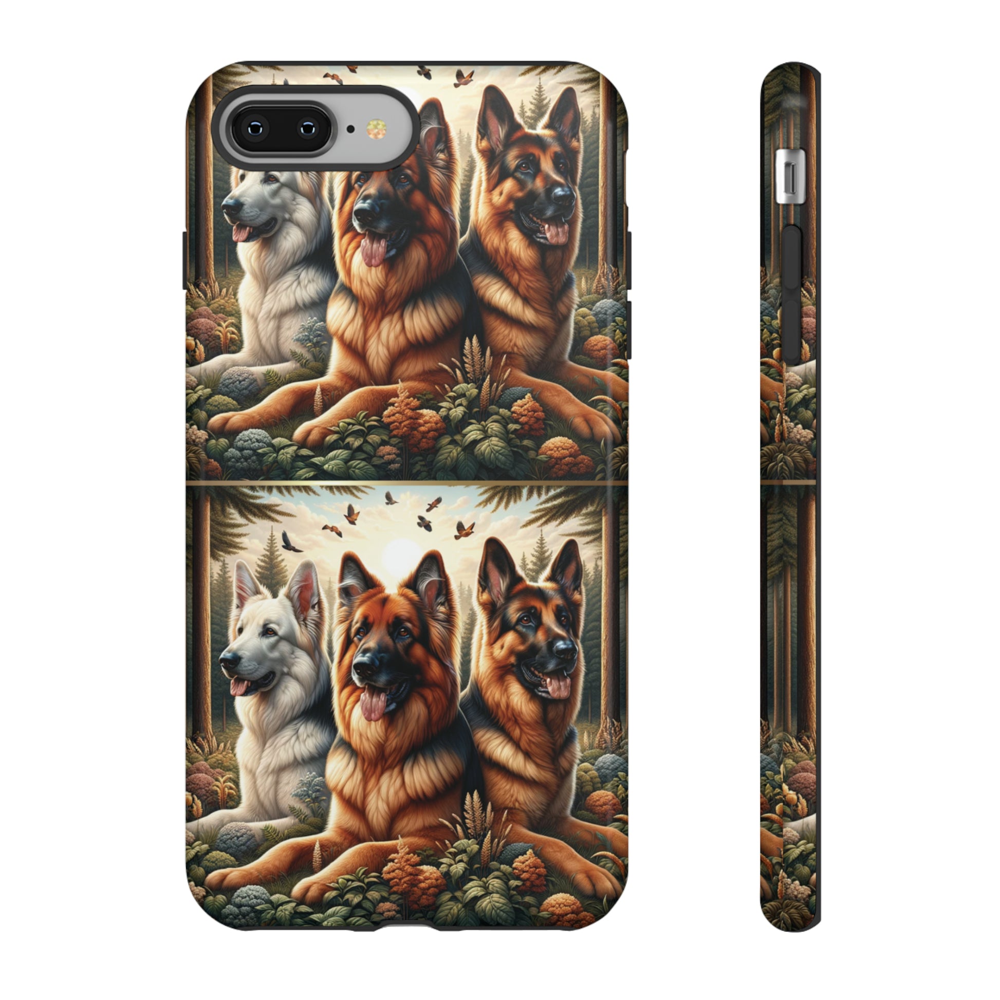 German Shepherd Phone Tough Case Floral Elegant Durable Dog Lover Devices iPhone 15, Samsung iPhone Samsung Accessory Gift for Her.
