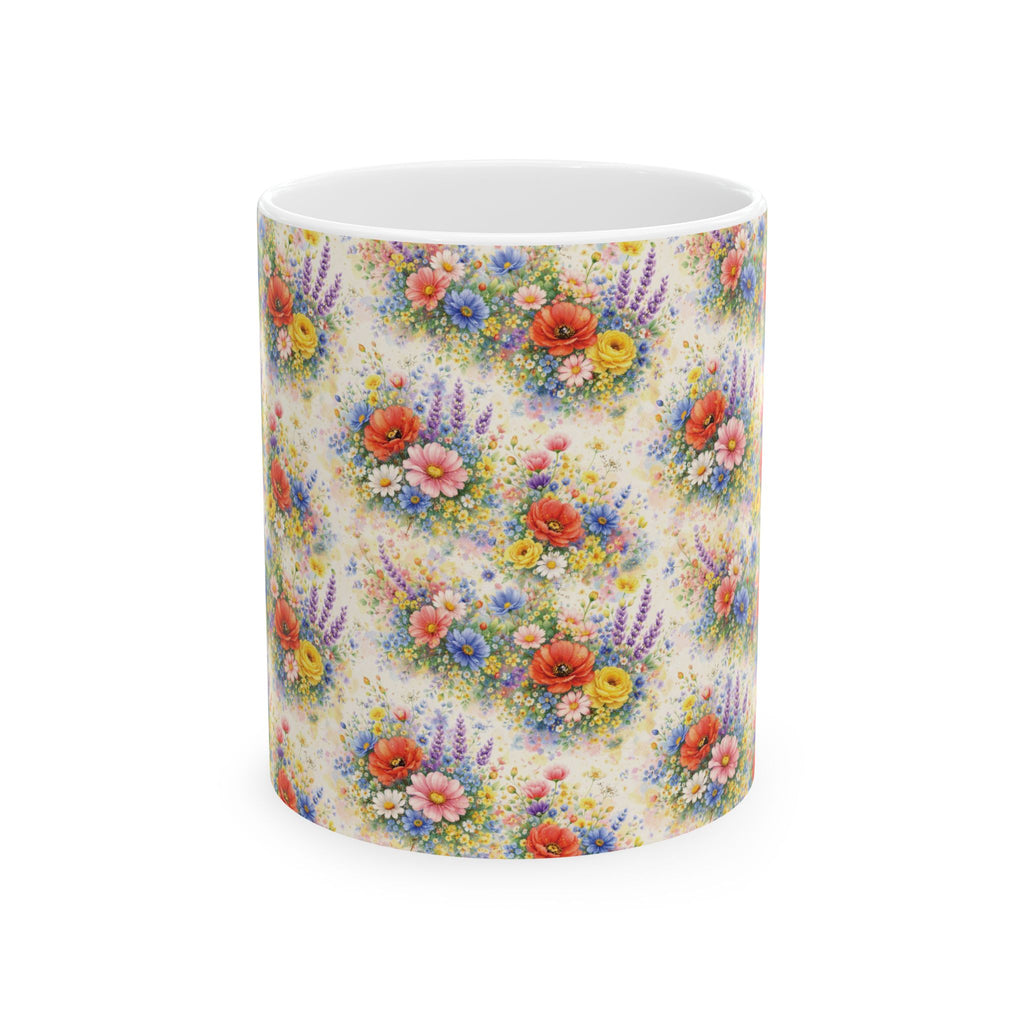 Watercolor Wildflowers Ceramic Mug — Floral 11oz & 15oz Coffee Cup