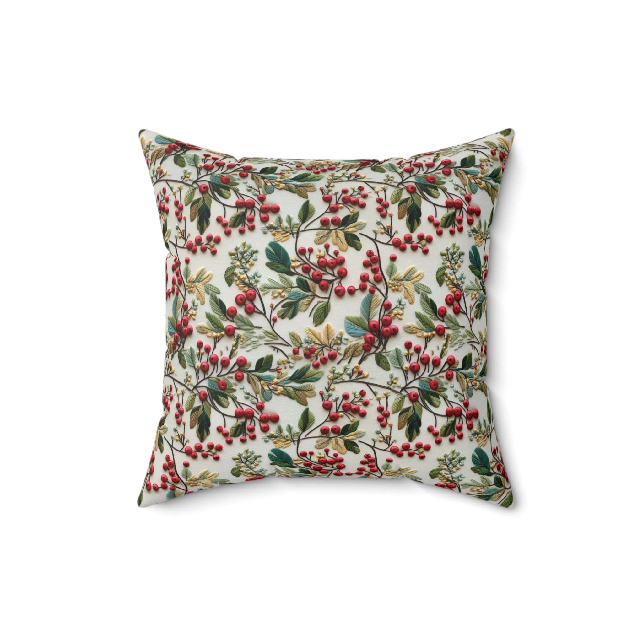 Housewarming Gift Christmas Holly Floral Design Square Decorative Pillow Elegant Home Accent Home Decor | Premium Quality, Soft, and Durable | Perfect for Couch, Bed, or Chair | Elegant Bedrooms Pillow Gift New House, Bridal Shower Gift - MRSBYVALLE
