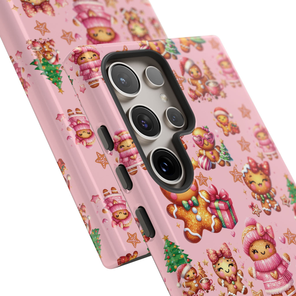 Adorable Pink Gingerbread Girl Phone Case Girly Holiday Vibes, Sweet Christmas Aesthetic, Cute & Festive Gift Idea for Her, Fun Protective Cover