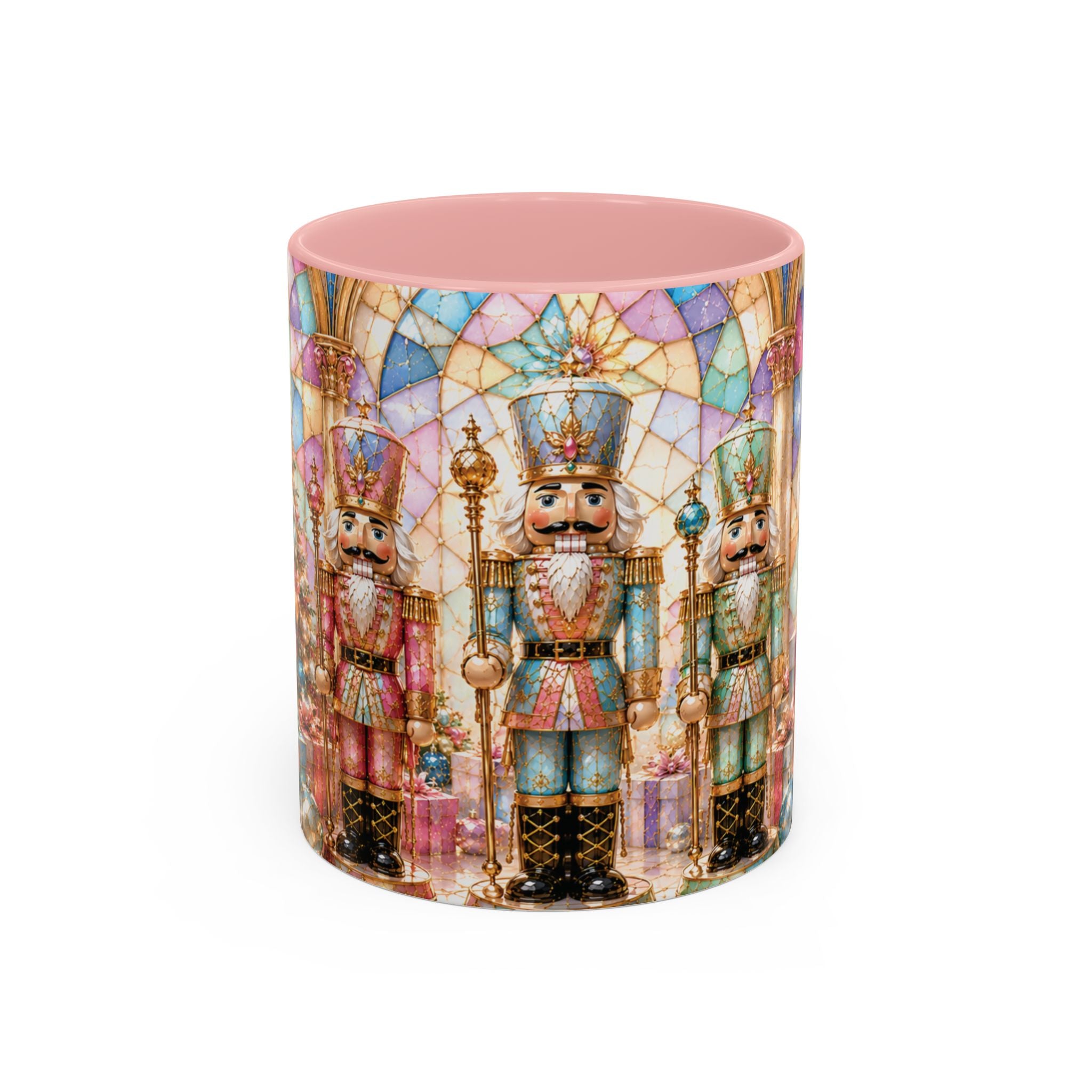 Nutcracker Christmas Coffee Mug – Festive Stained-Glass Holiday Accent Cup (11/15oz) Gift for Her