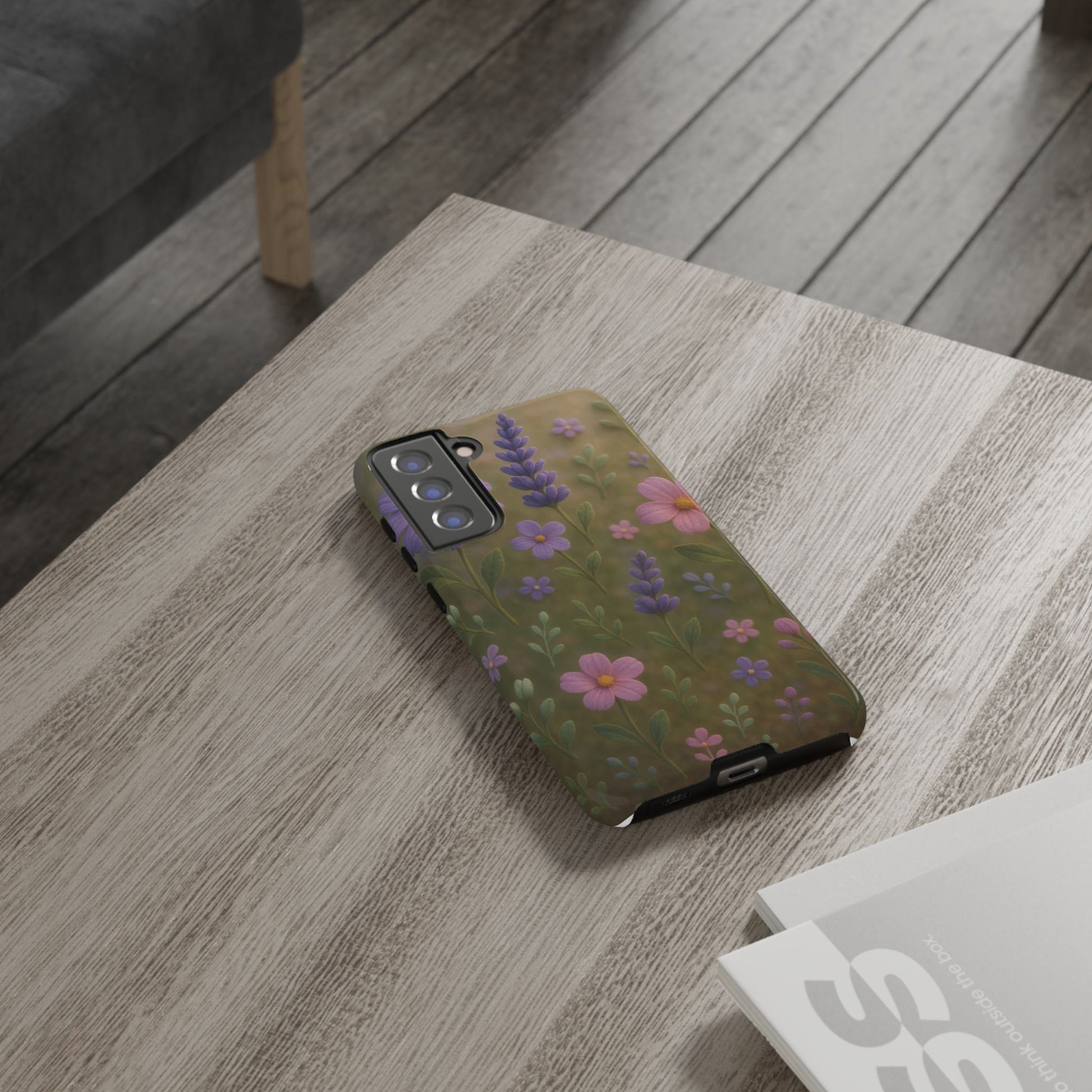 Pastel Flowers 3D Illusion Wildflower Phone Case Cute Pastel Floral Design in Lavender, Pink, Mint Green Aesthetic Protective Case for iPhone and  Android