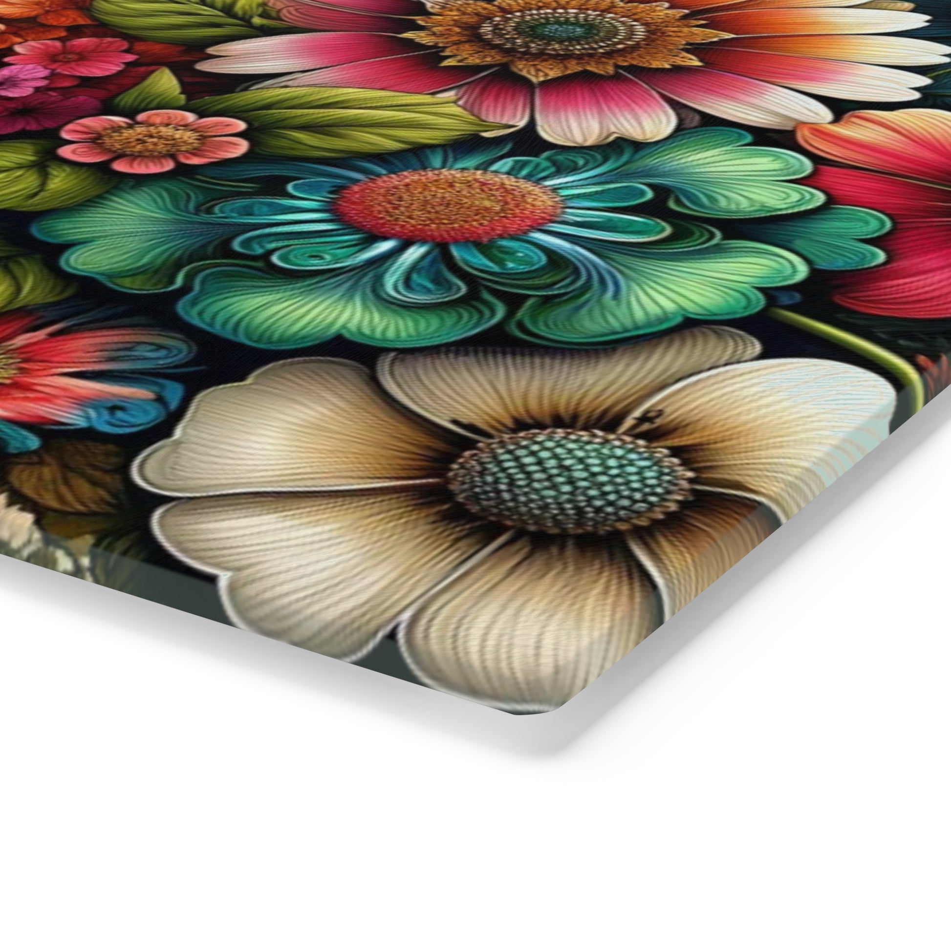 Cutting Board Bright Floral Tempered Glass Cutting Board Durable Kitchen Decor with Elegant Flower Design, Housewarming, New House Gift - MRSBYVALLE