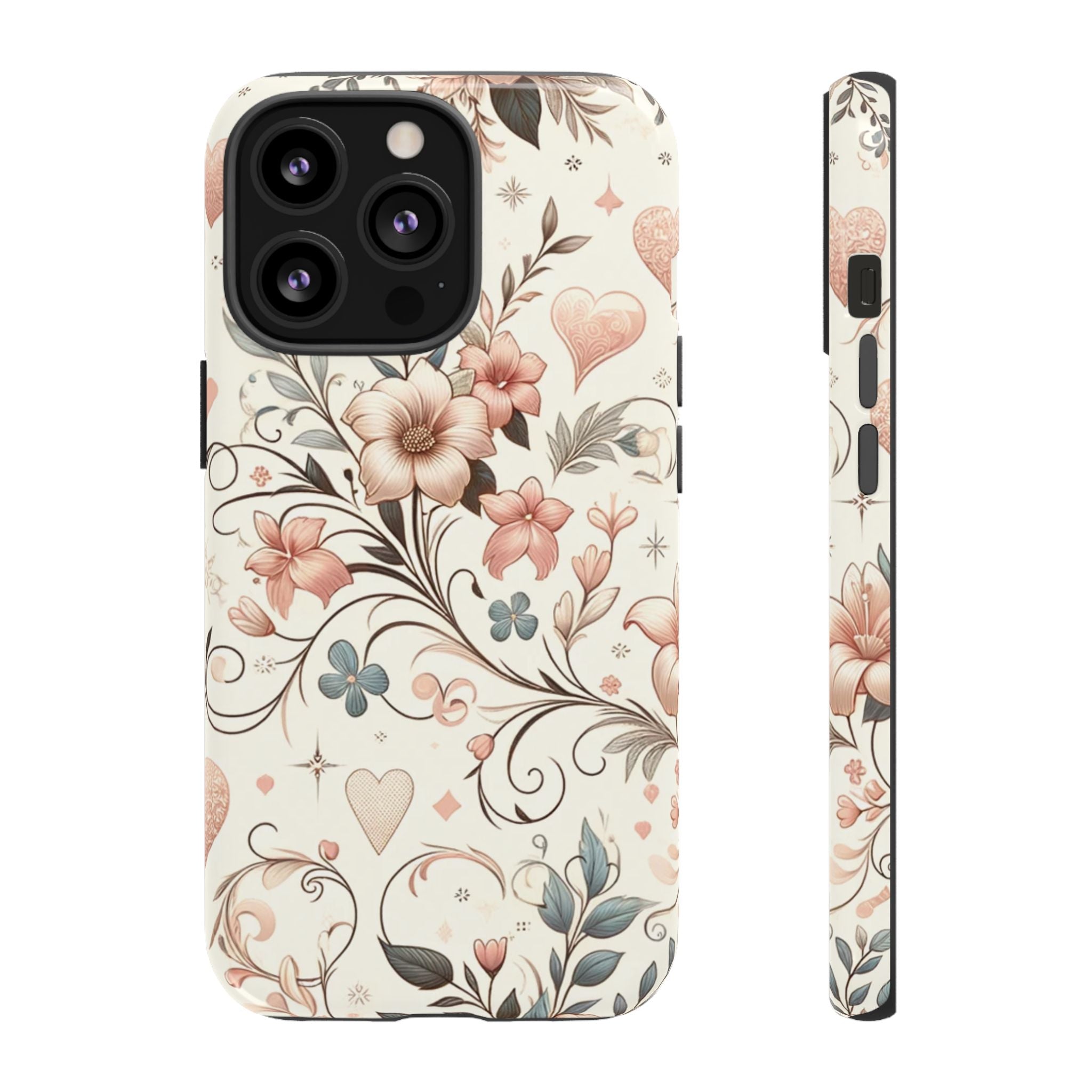 Floral Design Luxury Phone Tough Case Floral Elegant Durable Stylish for Modern Devices iPhone 17, 16 15, Samsung iPhone Samsung Accessory Gift for Her