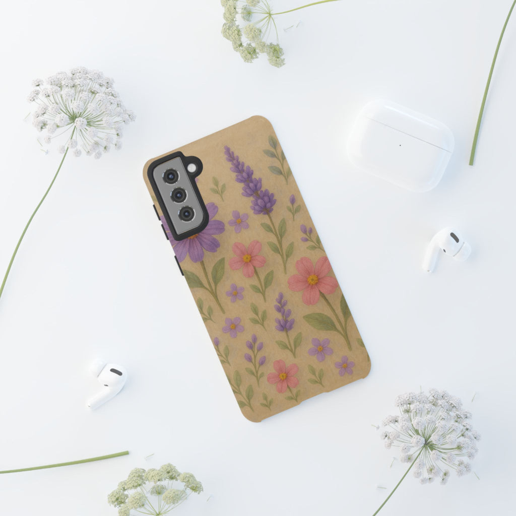 3D Illusion Wildflower Phone Case Cute Pastel Floral Design in Lavender, Pink, Mint Green – Aesthetic Protective Case for iPhone and  Android