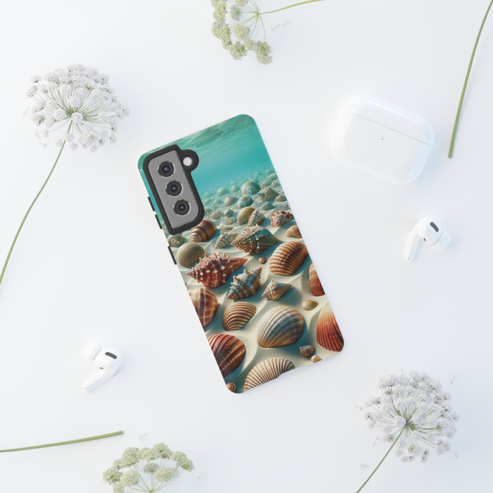 Plush Ocean Bliss Turquoise Seashell Ocean Beach View Protective Phone Case Gift for Her Phone 15, Samsung iPhone Samsung Gift for Her Case iPhone 15, Samsung iPhone Samsung Accessory Gift for Her.