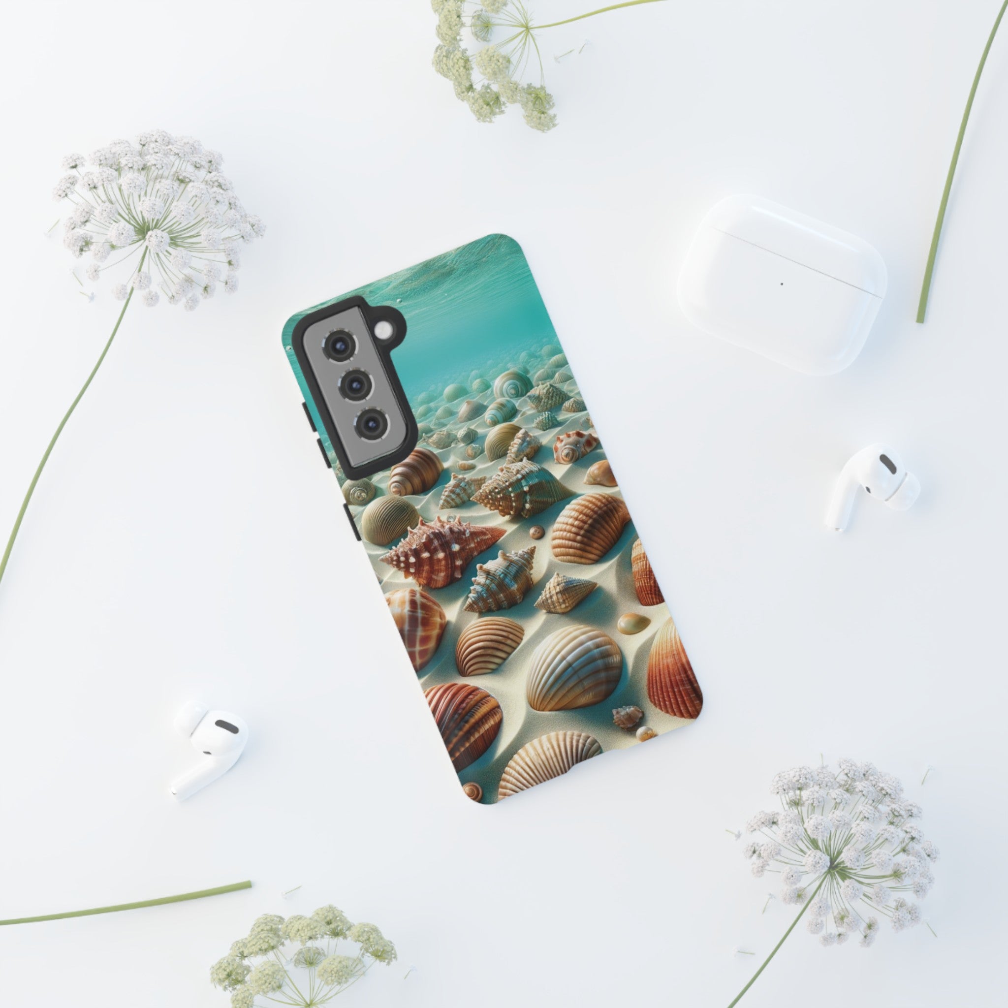 Plush Ocean Bliss Turquoise Seashell Ocean Beach View Protective Phone Case Gift for Her Phone 15, Samsung iPhone Samsung Gift for Her Case iPhone 15, Samsung iPhone Samsung Accessory Gift for Her.