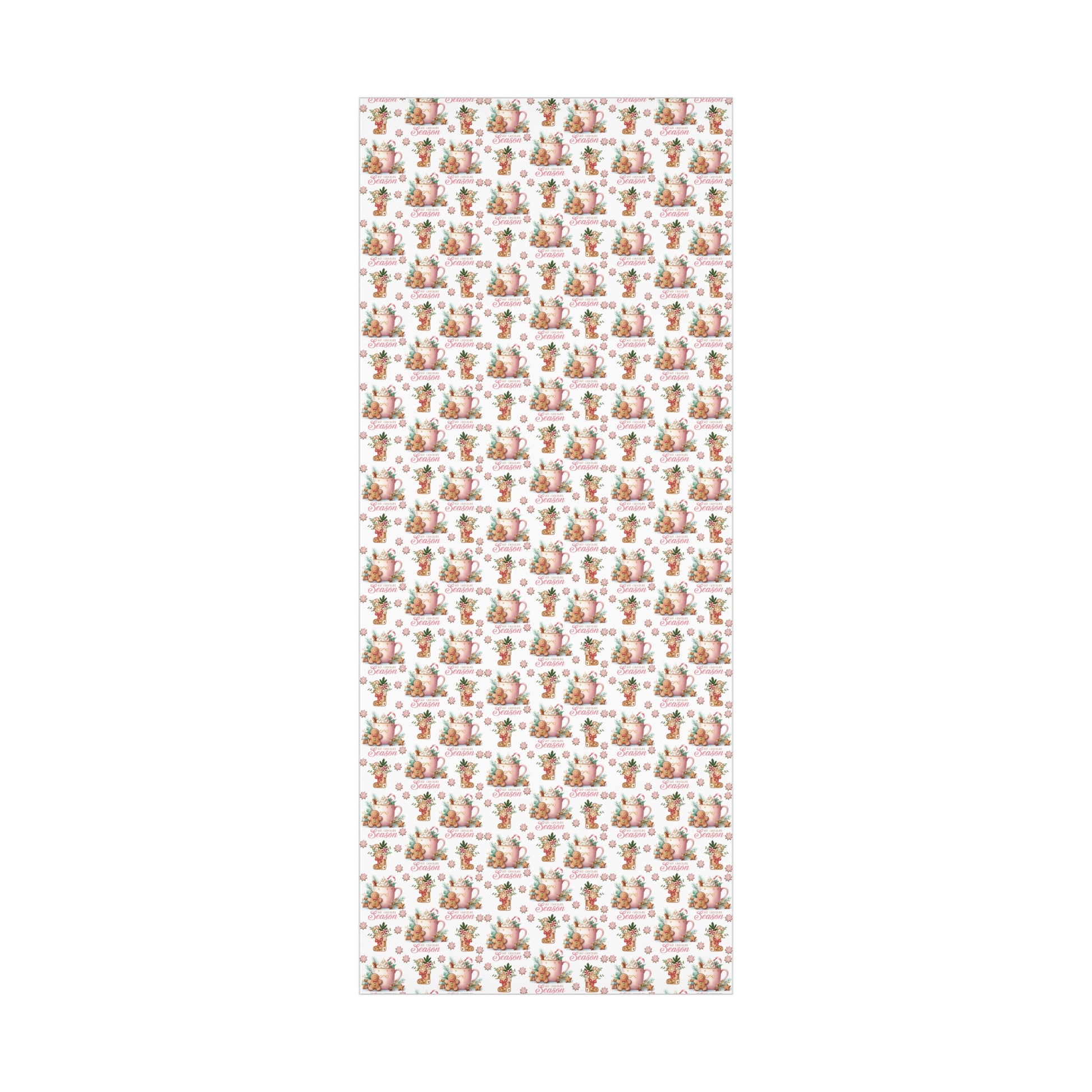 Enchanting Gingerbread with Hot Chocolate Season Pink Wrapping Paper | Festive & Cozy Holiday Gift Wrap | Perfect for Christmas Presents, Seasonal Celebrations, and Winter Wonderland Themes Christmas - MRSBYVALLE