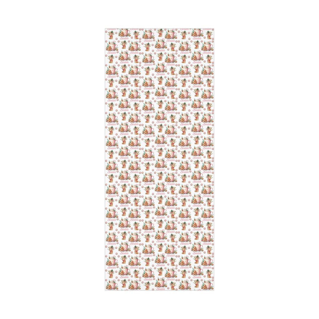 Enchanting Gingerbread with Hot Chocolate Season Pink Wrapping Paper | Festive & Cozy Holiday Gift Wrap | Perfect for Christmas Presents, Seasonal Celebrations, and Winter Wonderland Themes Christmas - MRSBYVALLE