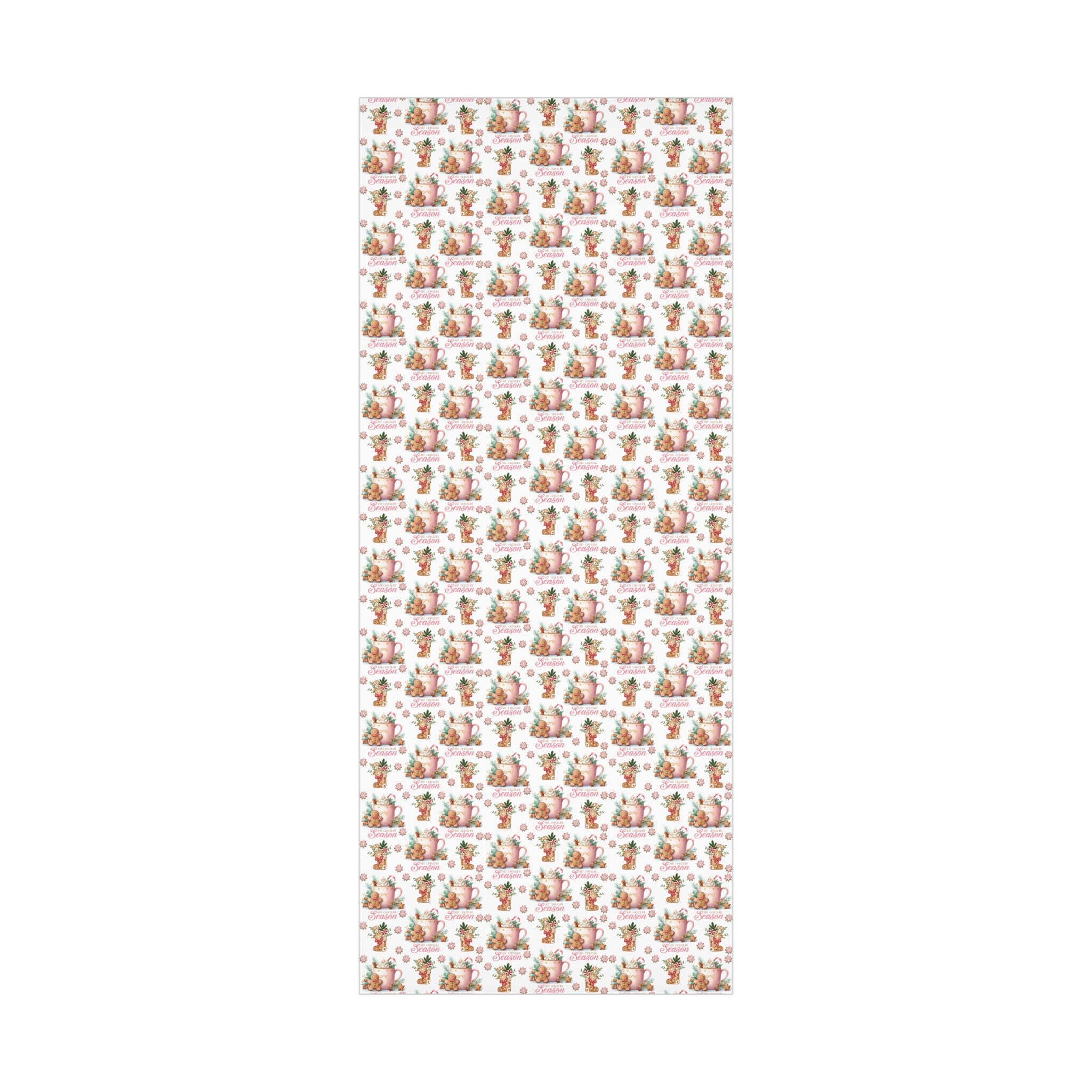 Enchanting Gingerbread with Hot Chocolate Season Pink Wrapping Paper | Festive & Cozy Holiday Gift Wrap | Perfect for Christmas Presents, Seasonal Celebrations, and Winter Wonderland Themes Christmas - MRSBYVALLE