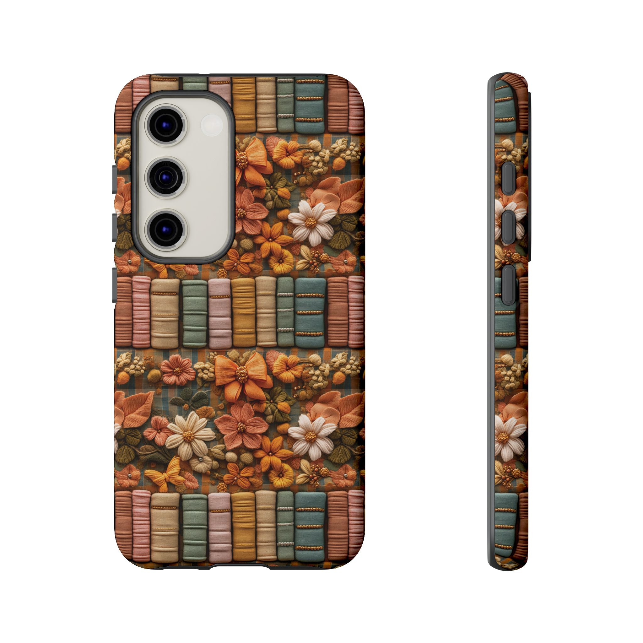 3D Illusion Boho Floral and Books Phone Case Gift for Her Phone 15, Samsung iPhone Samsung Gift for Her Case iPhone 15, Samsung iPhone Samsung Accessory Gift for Her