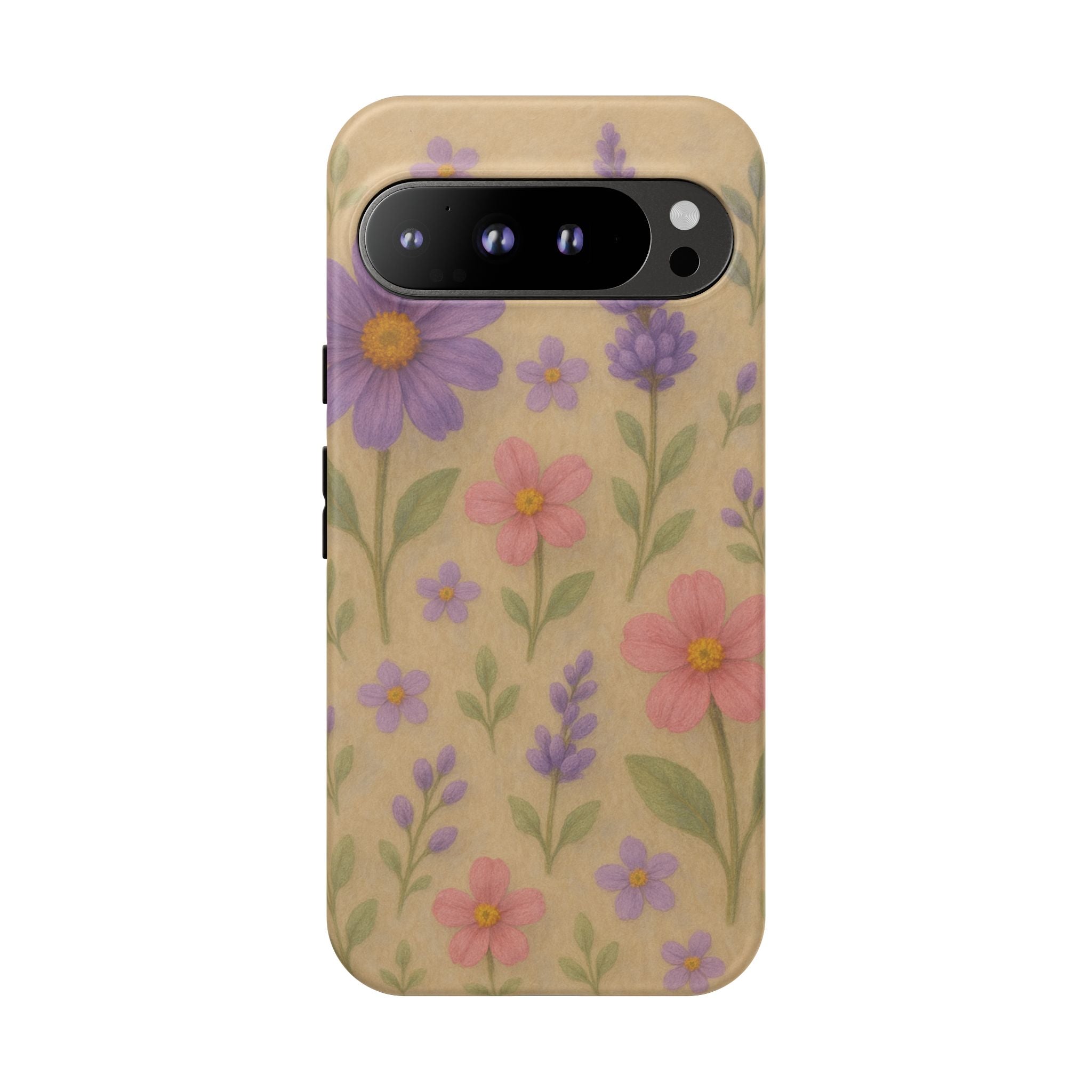 3D Illusion Wildflower Phone Case Cute Pastel Floral Design in Lavender, Pink, Mint Green – Aesthetic Protective Case for iPhone and  Android