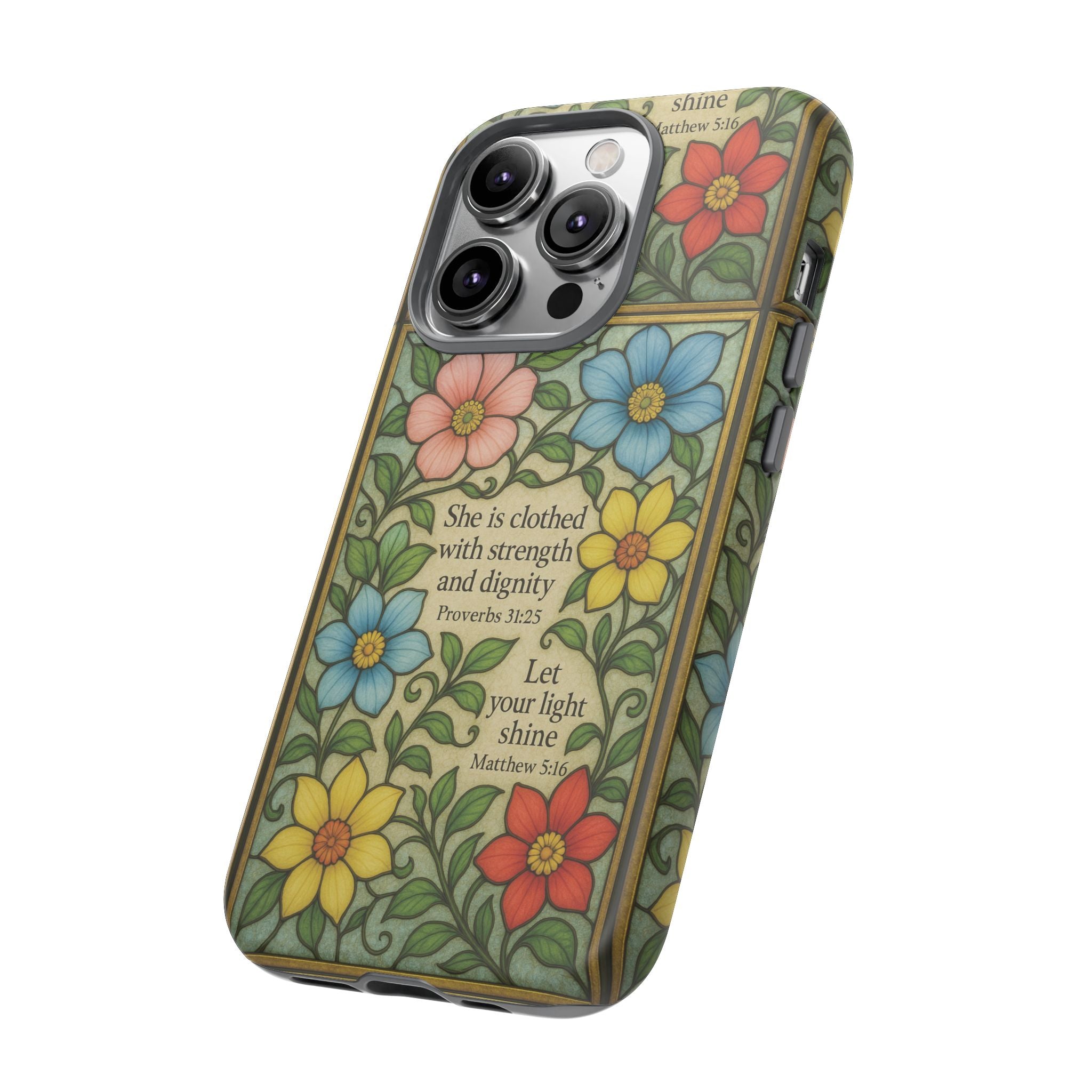Pastel Floral Stained Glass Bible Verse Phone Case Christian Affirmation, Soft Faith Design, iPhone Samsung Google, Inspirational Gift for HerGift for Christians