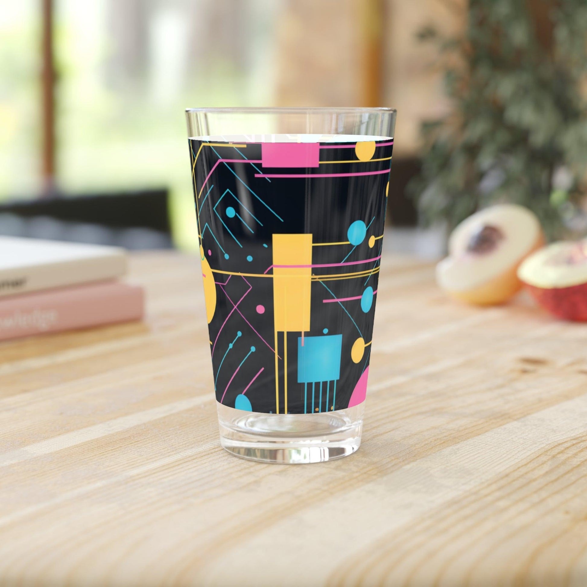 Retro Geometric Elegance 16oz Pint Glass Perfect Fusion of Vintage Style & Modern Drinking Experience, Ideal for Craft Beer & Beverages, Dishwasher Safe16oz Pint Glass Gifts, Party Drinkware, Cocktail, Wedding Perfect for Parties Glassware, New House Gift - MRSBYVALLE