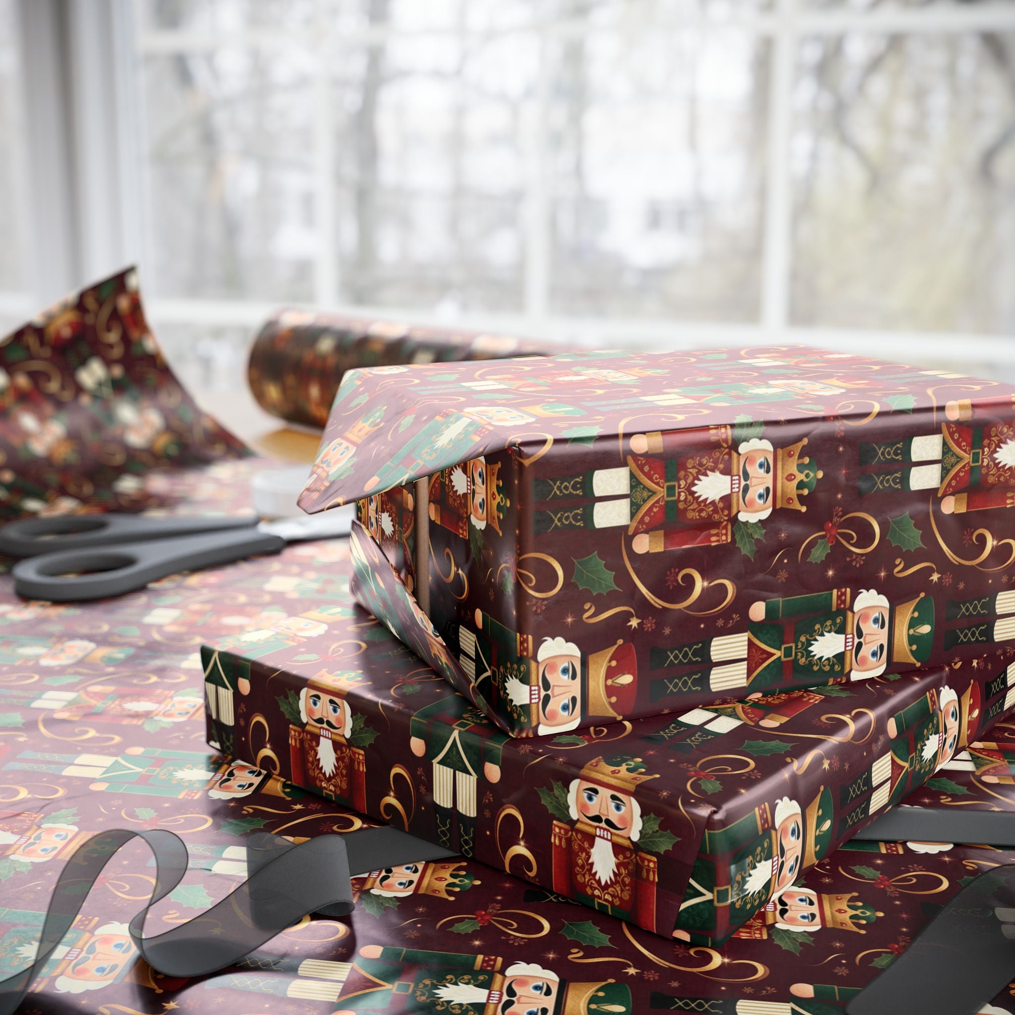 Papiers cadeaux de Noël Casse-Noisette, Papier cadeau de Noël, Papier cadeau de fêtes élégant, Papier cadeau Casse-Noisette, Papier cadeau festif, Papier cadeau de saison