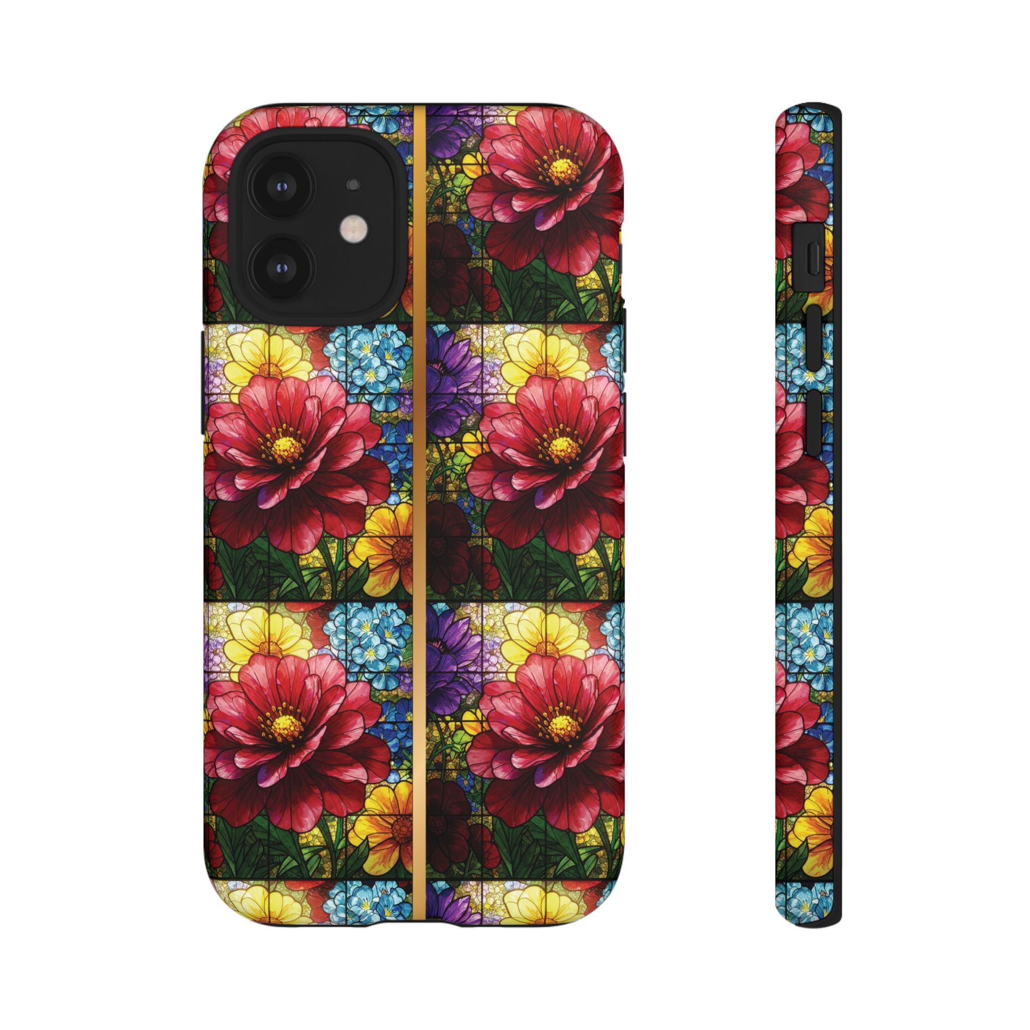 Stained Glass Illusion Floral Phone Case  3D Colorful Flower Design, Protective Christian Gift, Fits iPhone, Samsung, Google Pixel
