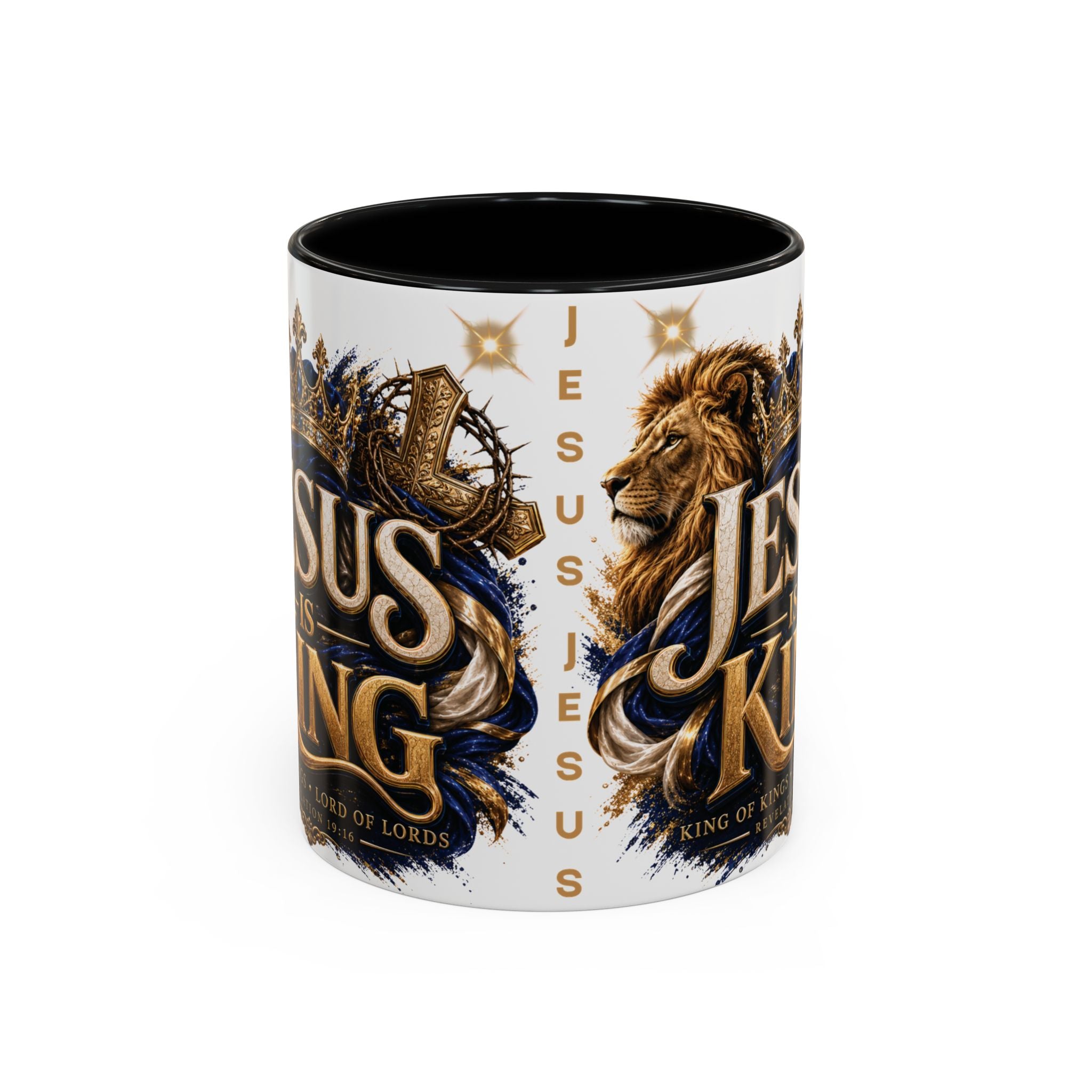 Jesus Is King Coffee Mug Christian Faith Accent Mug (11/15oz) Gift for Dad Mom