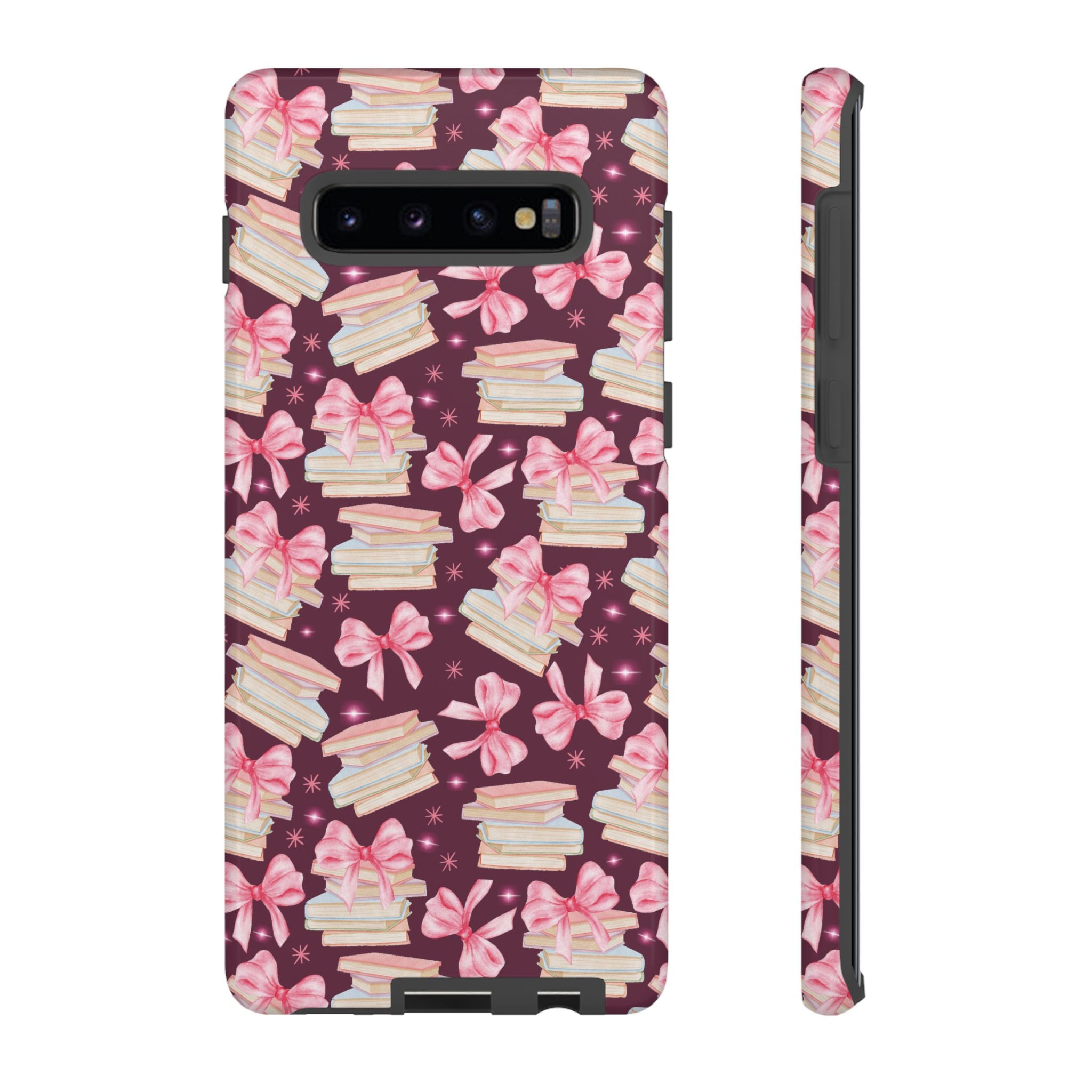 Coquette Pink Bows & Books Phone Case for iPhone 17 and Samsung, Pixel | Stylish Protective Cover Gift for Her Perfect for Floral Lover