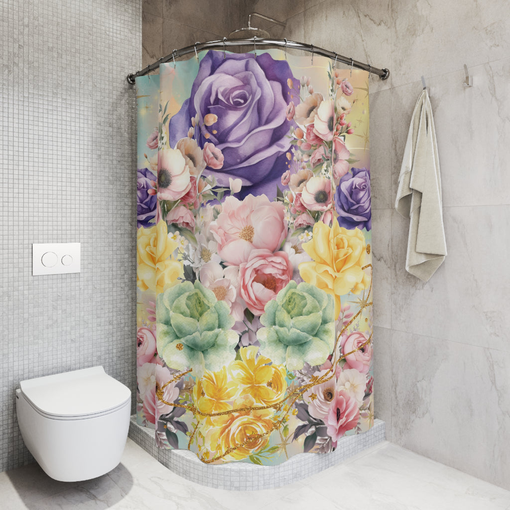 Pastel Refresh Your Bathroom – Luxury Floral Shower Curtain, Vibrant Botanical Print for a Spa-Like Home Retreat New House Gift