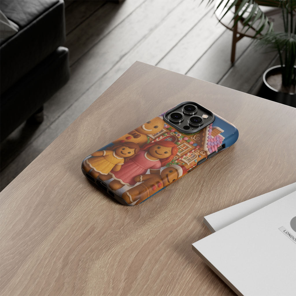 Coque de téléphone esthétique Famille en Pain d'Épices – Design d'inspiration vintage sur le thème de Noël – Étui stylé pour modèles iPhone et Samsung Galaxy